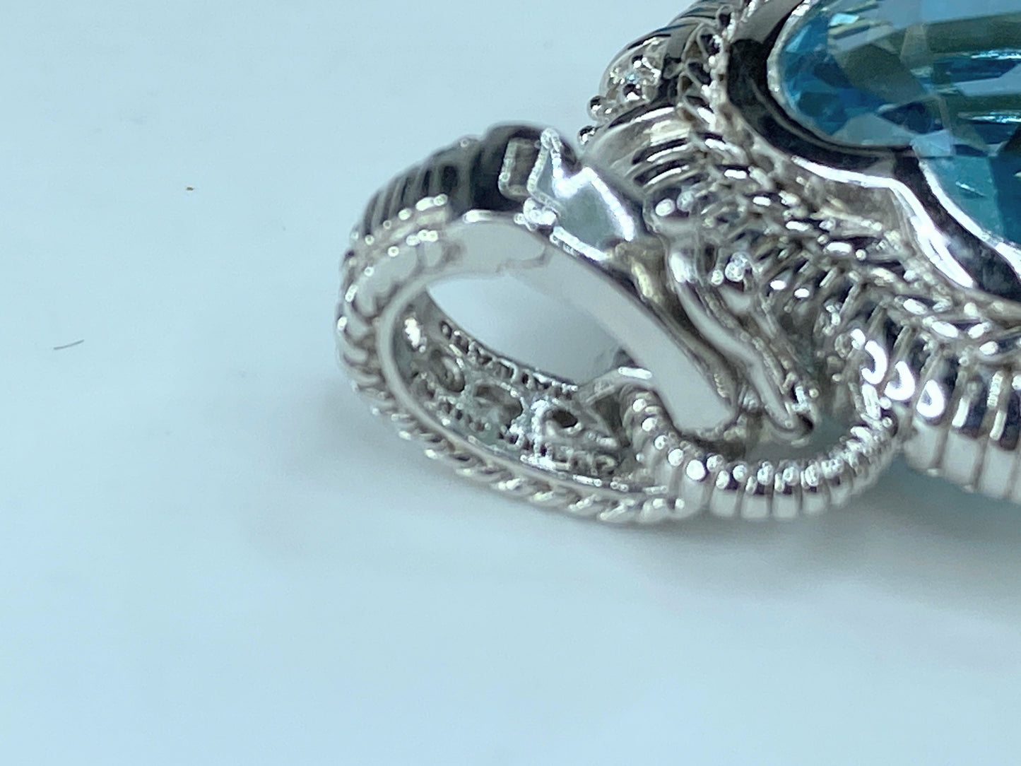 Judith Ripka Sterling Silver Blue Topaz & CZ Heart Pendant Enhancer 9.6g JR398