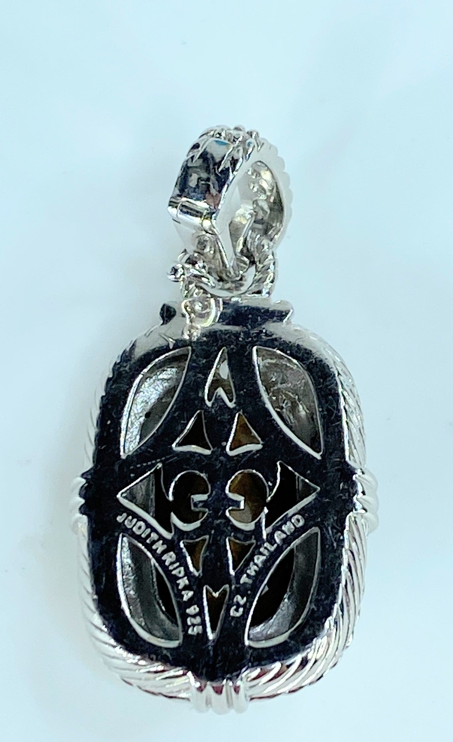 Judith Ripka Tiger’s Eye and Cubic Zirconia 925 Sterling Silver Pendant JR399