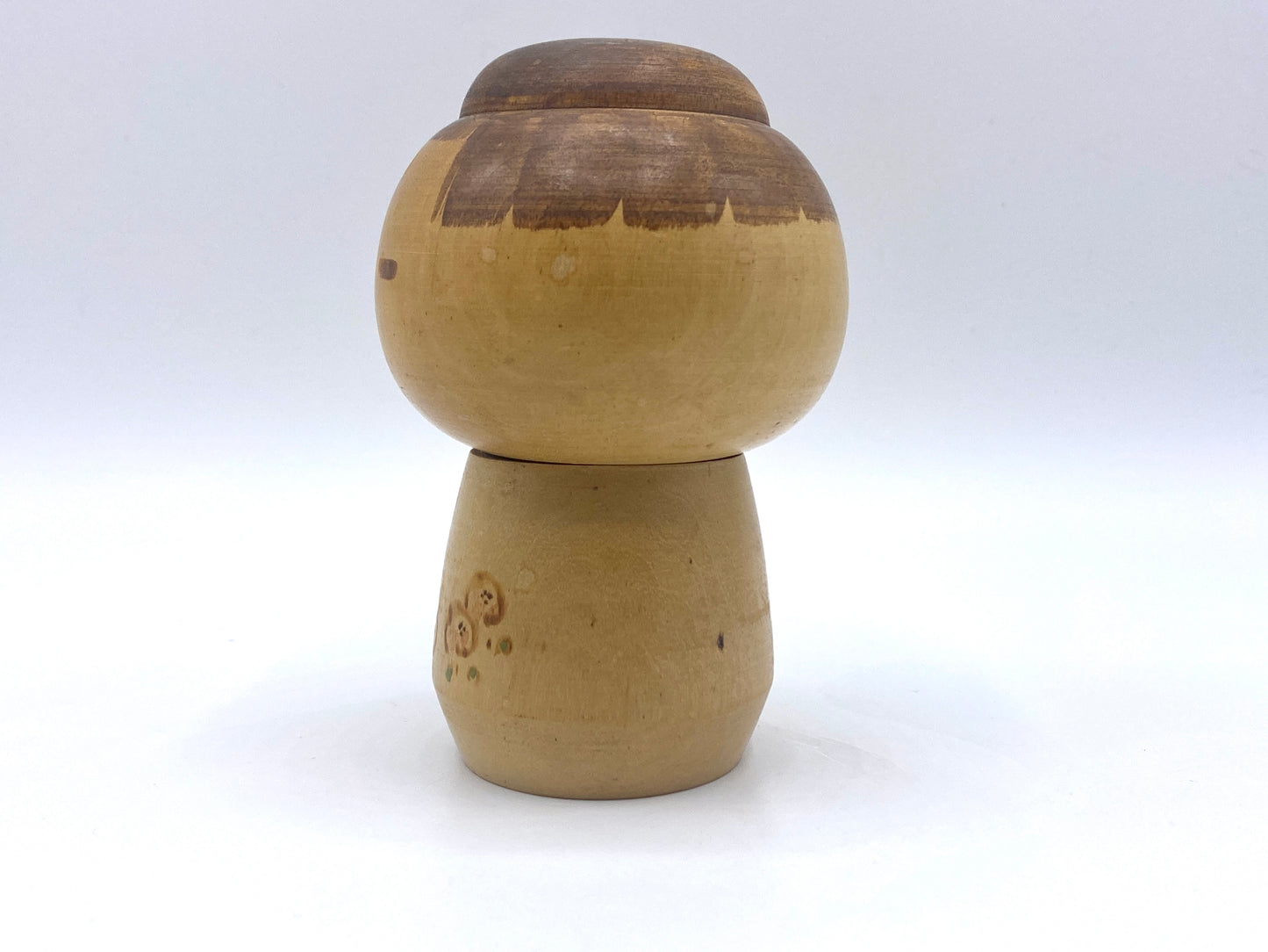 Adorable vintage Kokeshi little boy with flower outfit by Sansho