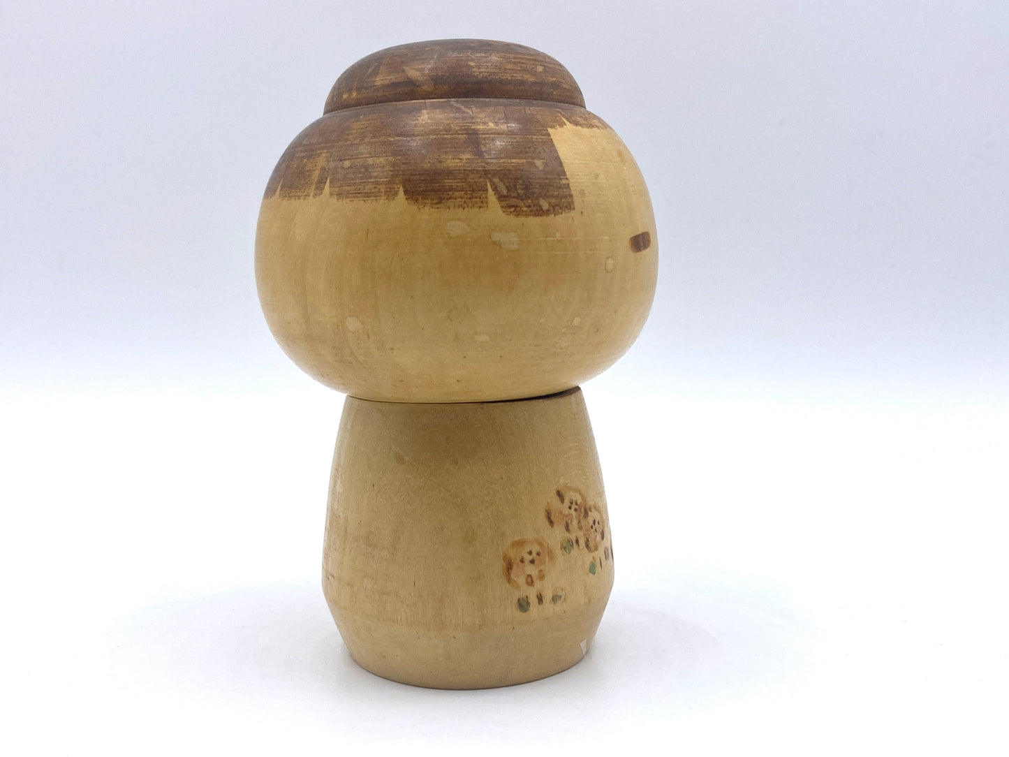 Adorable vintage Kokeshi little boy with flower outfit by Sansho
