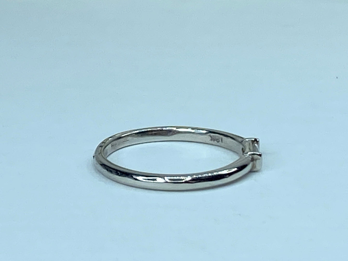 18K white gold 0.19ct natural straight baguette diamond stackable ring s7 JR954