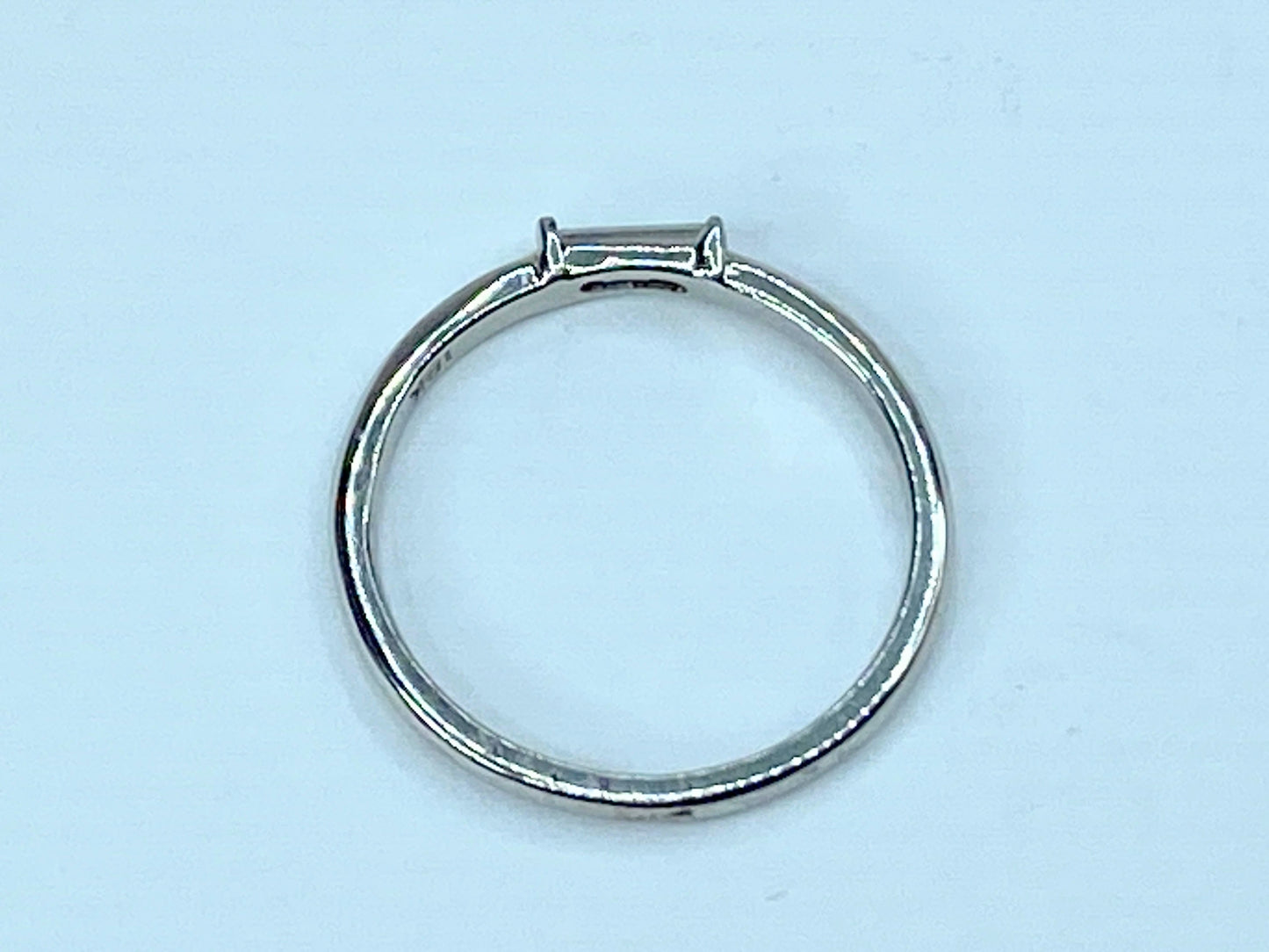 18K white gold 0.19ct natural straight baguette diamond stackable ring s7 JR954