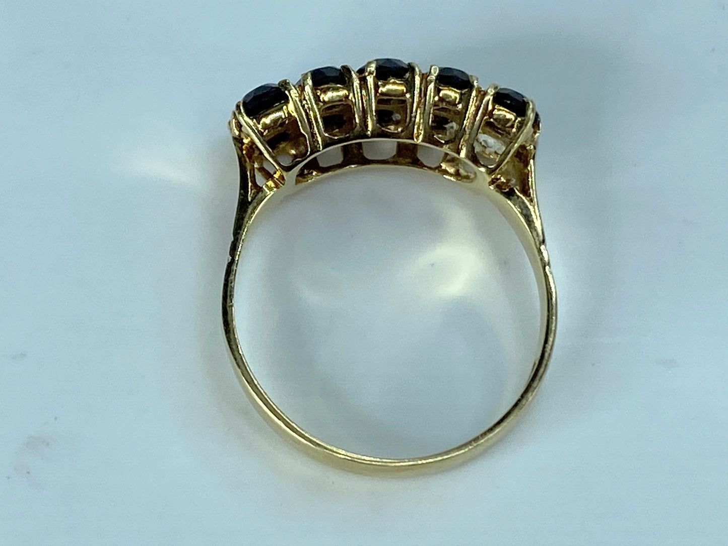 Victorian 14K yellow gold double rows Bohemian Garnet ring s8.5 3.8g JR414