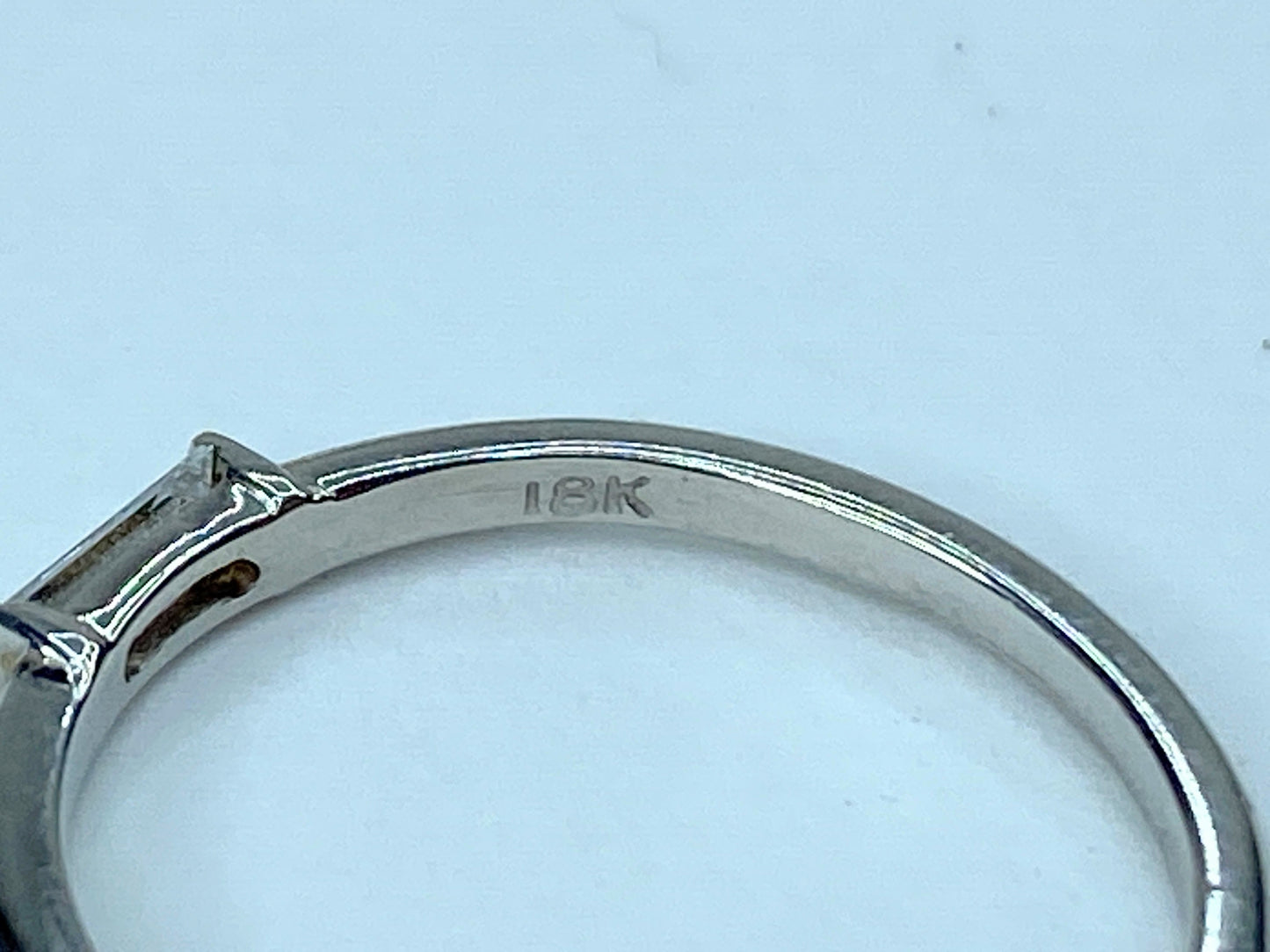 18K white gold 0.19ct natural straight baguette diamond stackable ring s7 JR954