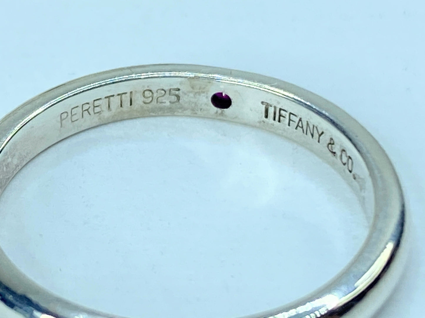 Tiffany & Co. Elsa Peretti SS & Ruby Stacking Band Ring Size 7 JR956