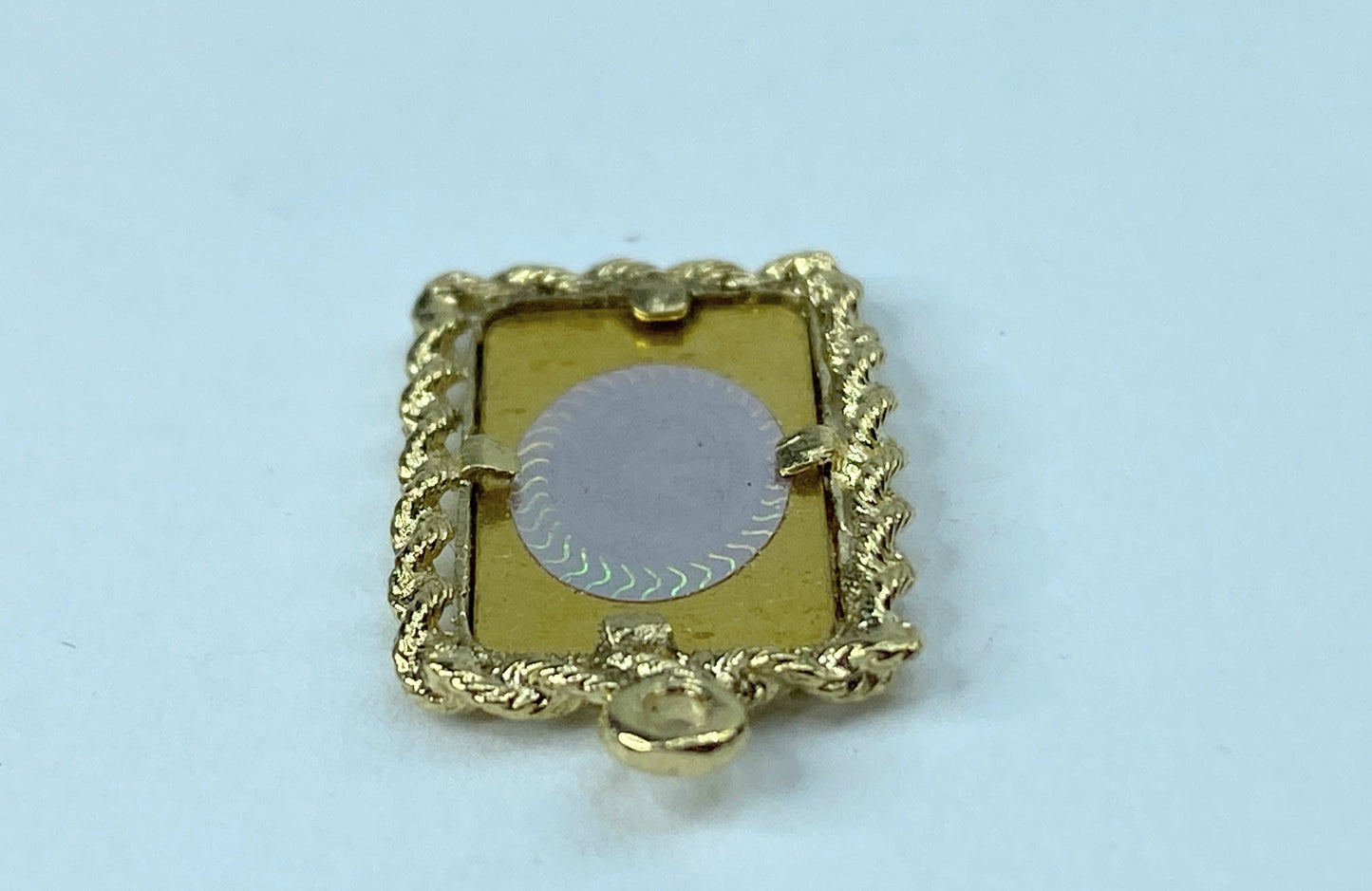 1.00gram Fine Gold Bar in 14K Gold Frame Vintage Charm/Pendant 2.4gm JR960
