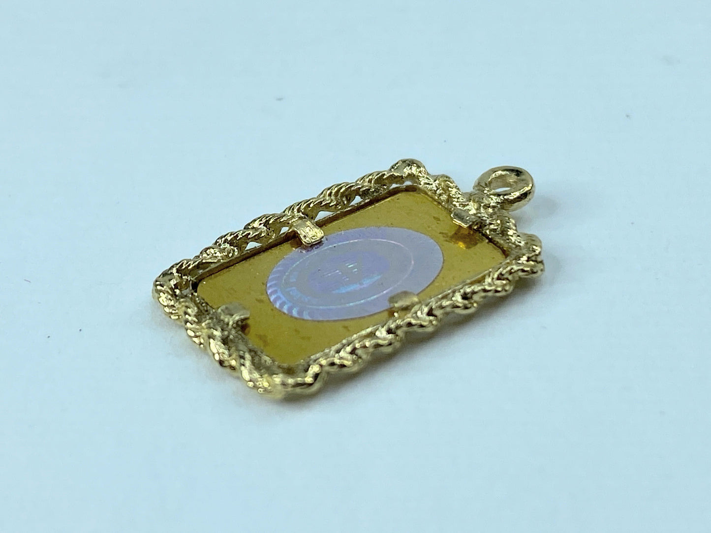 1.00gram Fine Gold Bar in 14K Gold Frame Vintage Charm/Pendant 2.4gm JR960