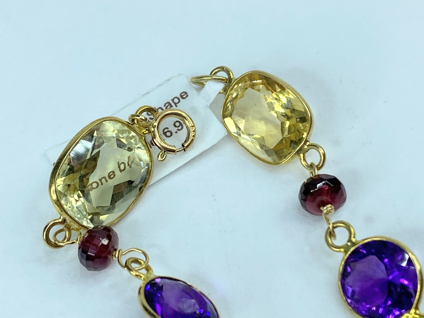 14K Multi colors & Shapes, Size Rainbow nature Gemstone bracelet 6.9g 7.25 JR961