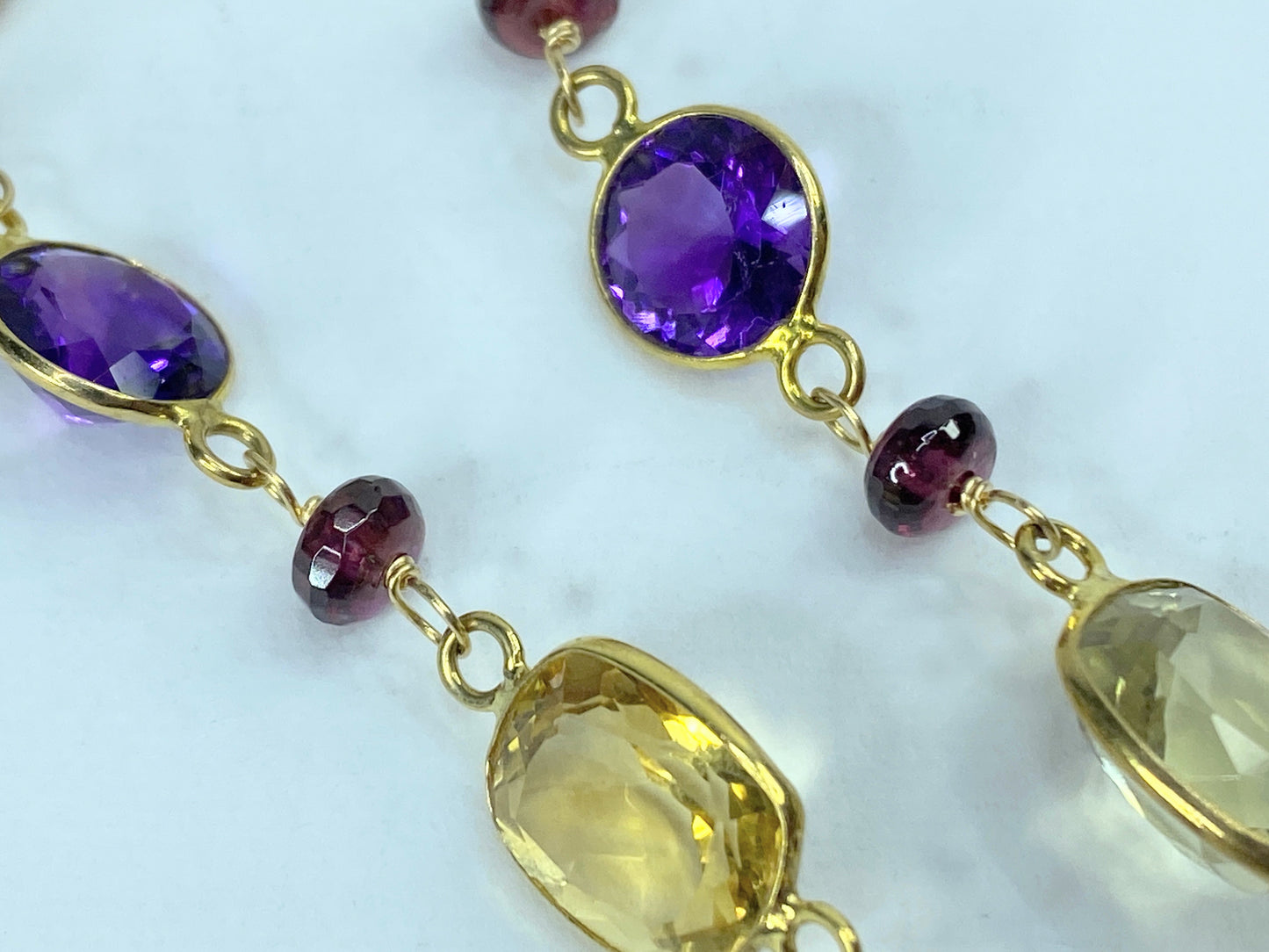 14K Multi colors & Shapes, Size Rainbow nature Gemstone bracelet 6.9g 7.25 JR961
