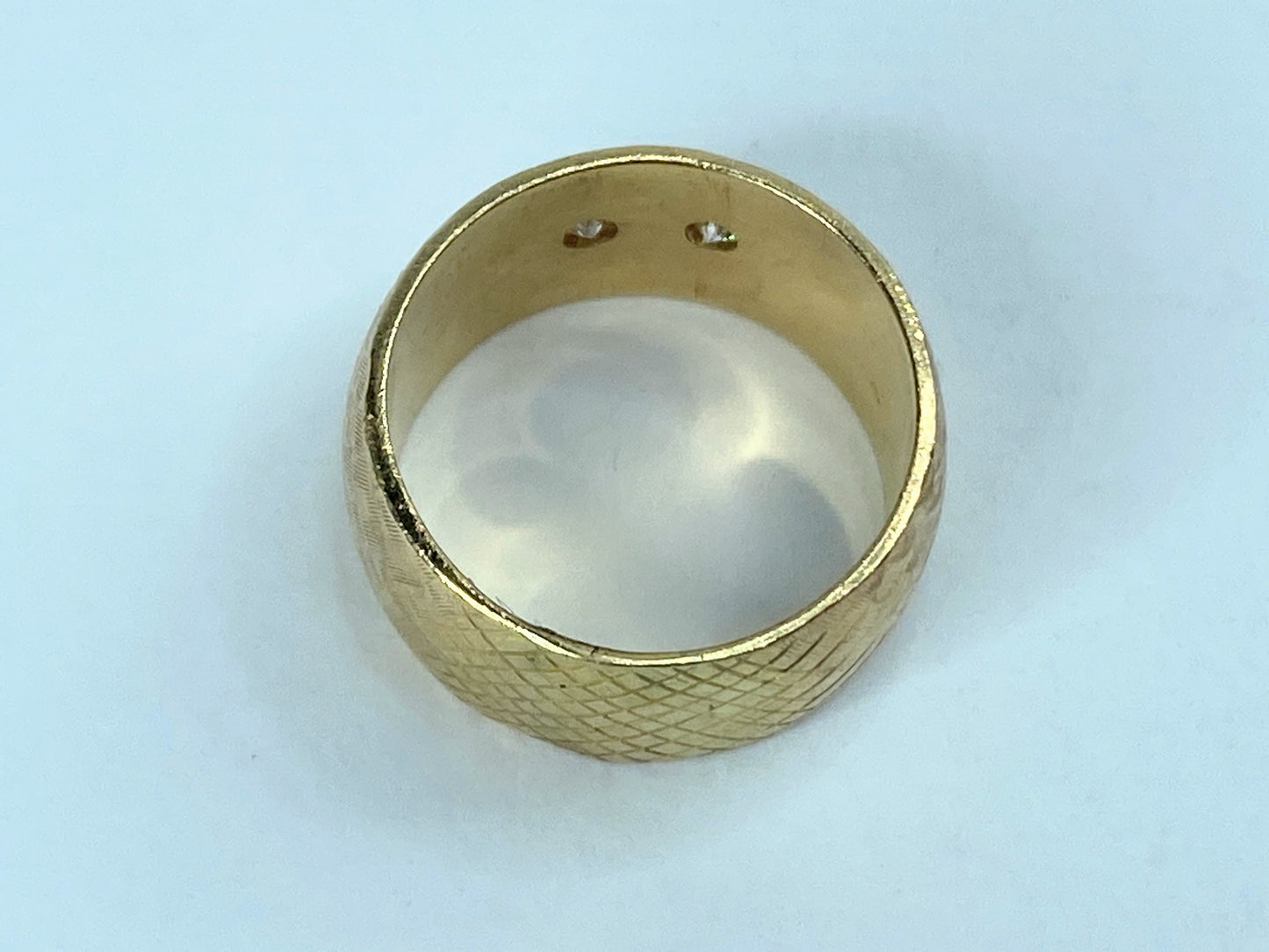 14K 11.5mm hand hammer 0.35ct G/VS1 round brilliant diamond ring 11.6gm JR964