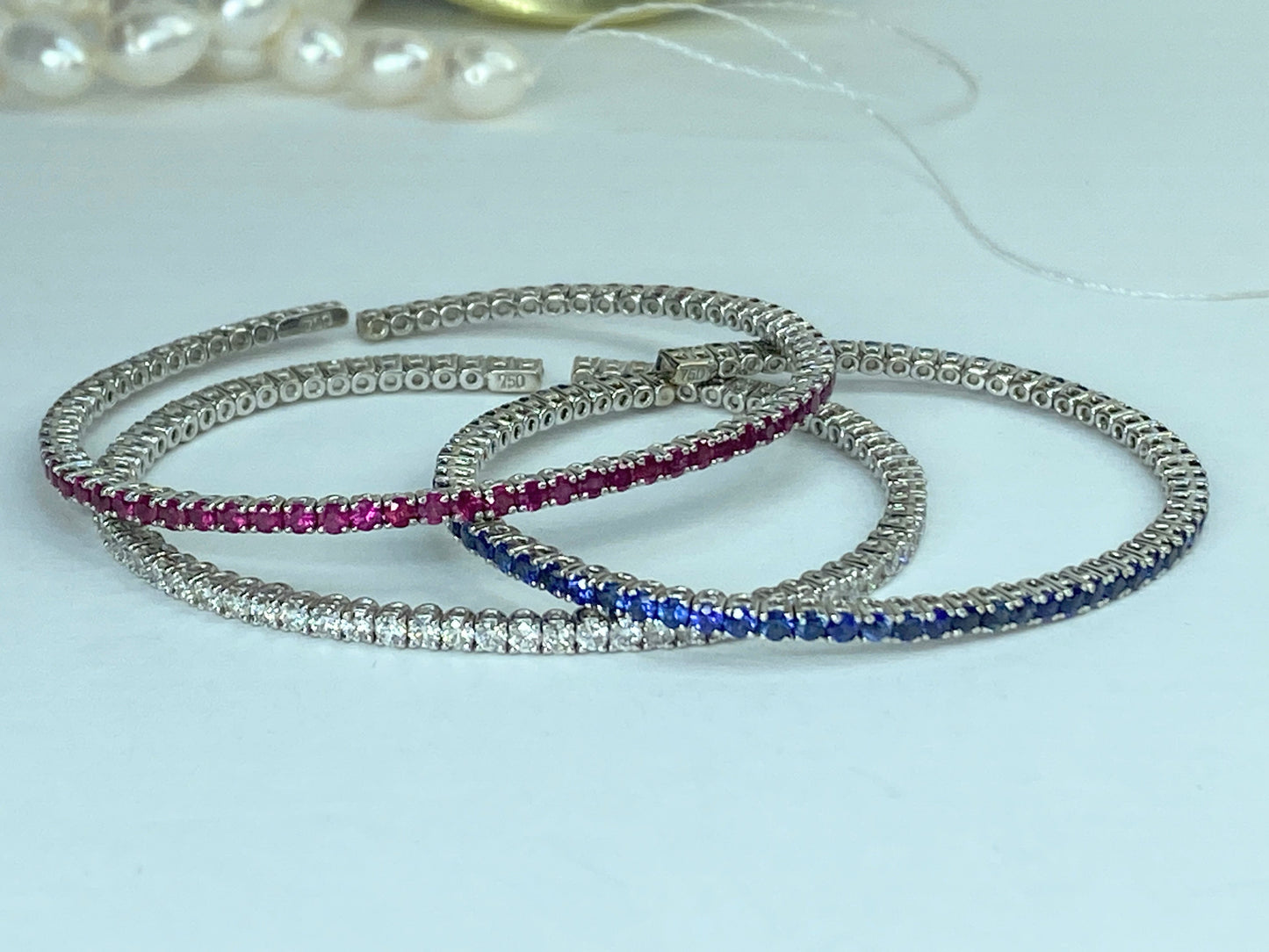Large Advantage Bracelet Set in Sapphire, Diamond and Ruby 24g size 6.25" JR965