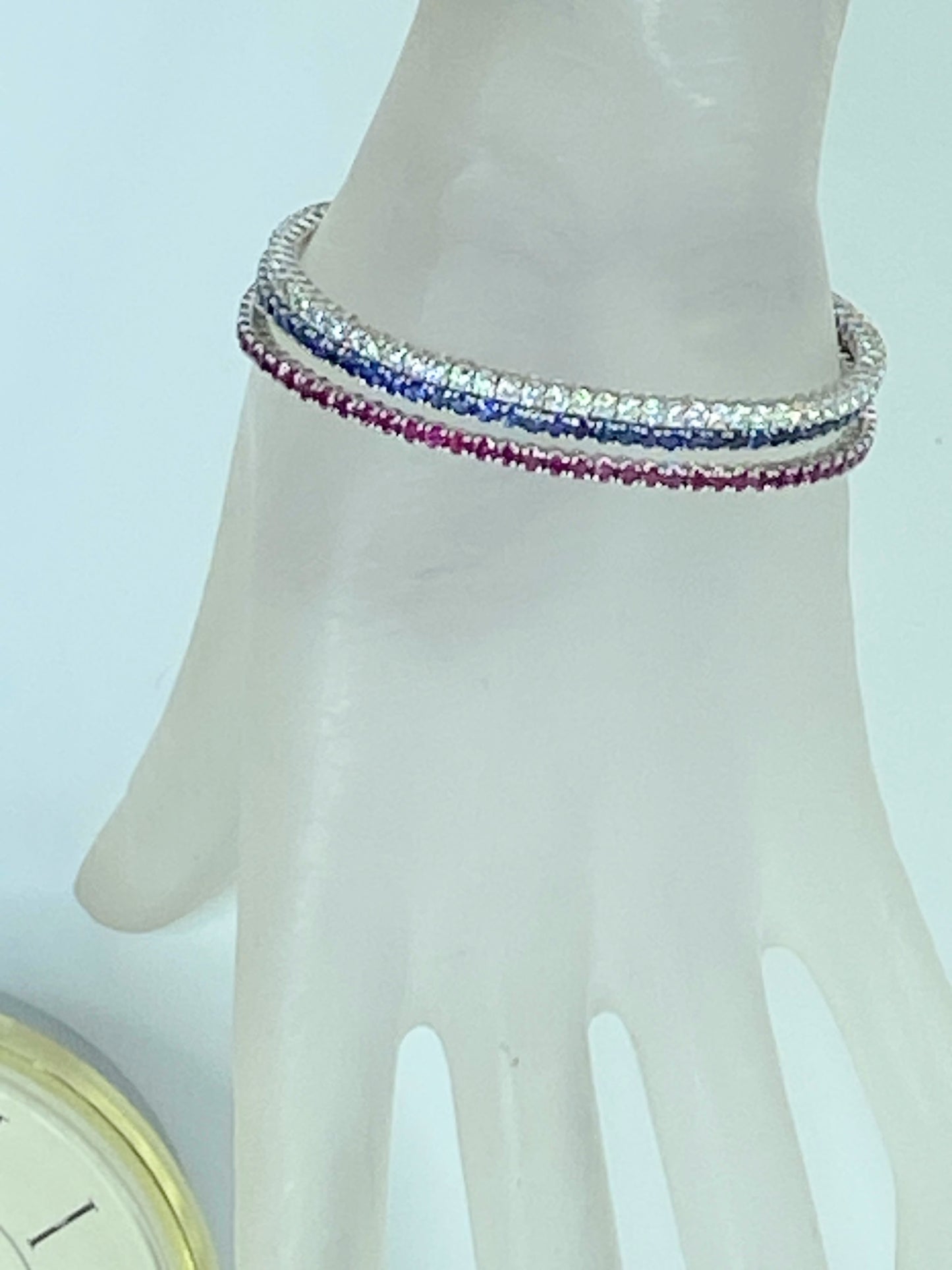 Large Advantage Bracelet Set in Sapphire, Diamond and Ruby 24g size 6.25" JR965