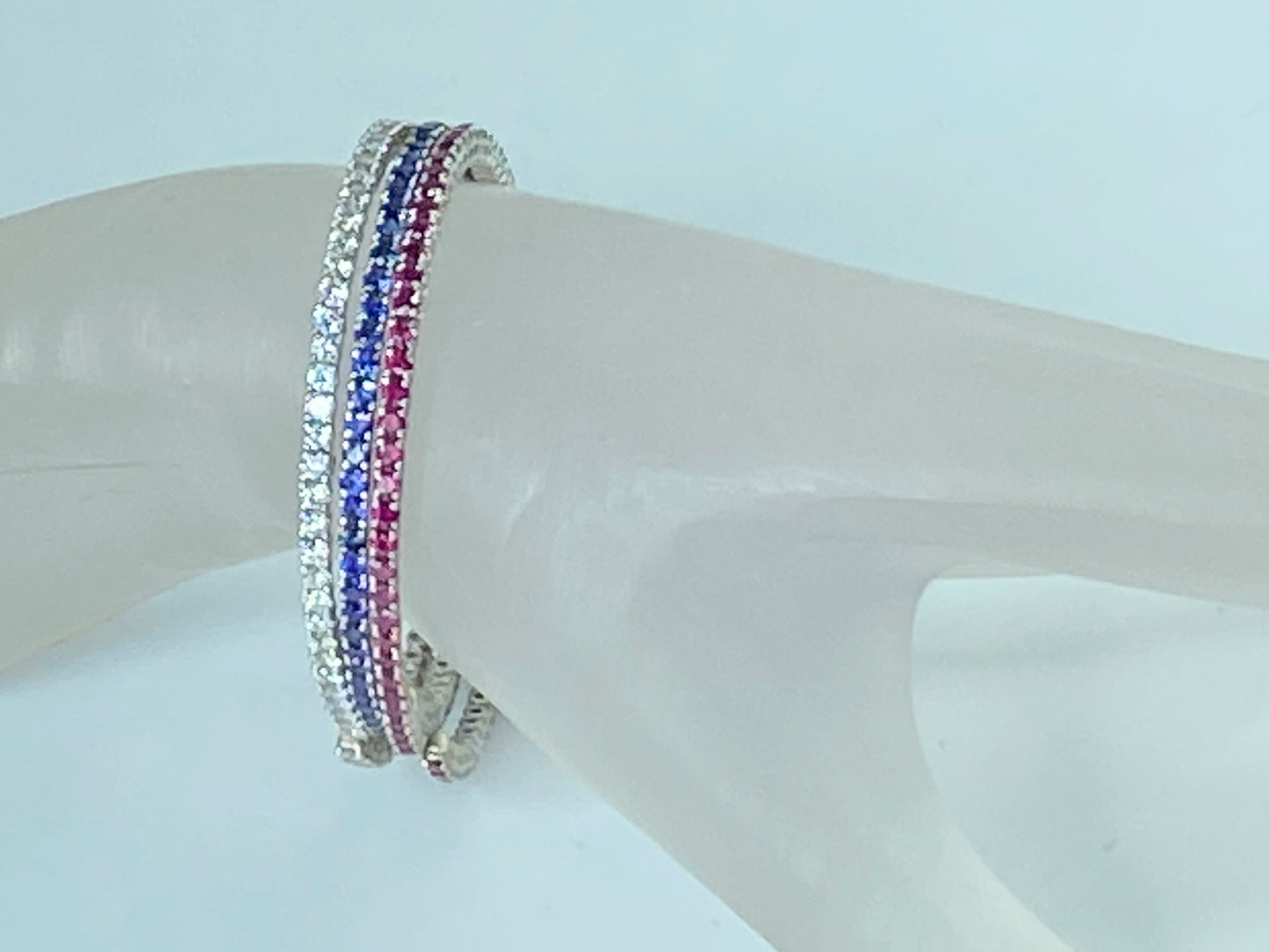 Large Advantage Bracelet Set in Sapphire, Diamond and Ruby 24g size 6.25" JR965