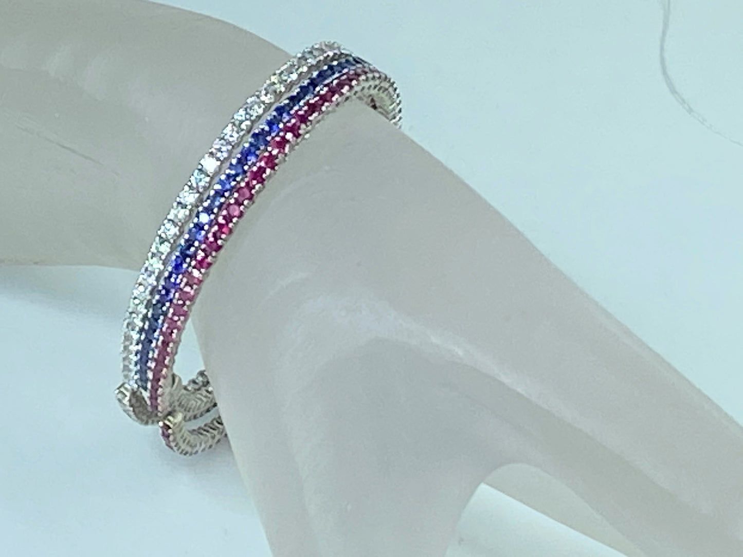 Large Advantage Bracelet Set in Sapphire, Diamond and Ruby 24g size 6.25" JR965