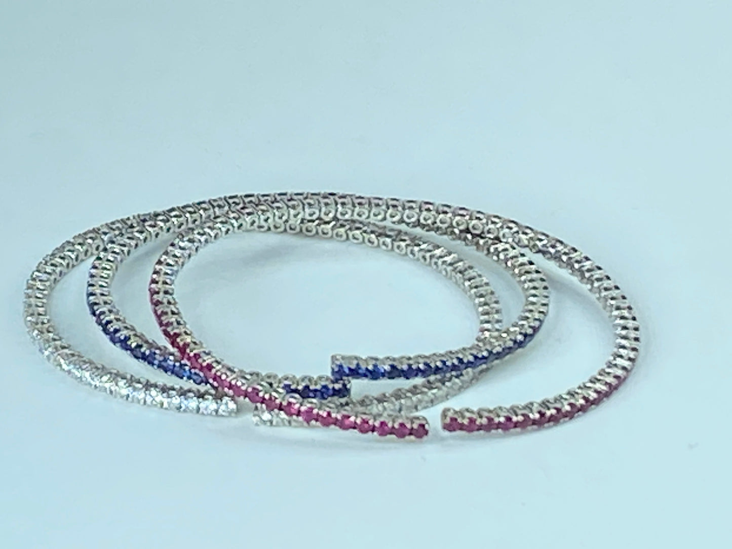 Large Advantage Bracelet Set in Sapphire, Diamond and Ruby 24g size 6.25" JR965