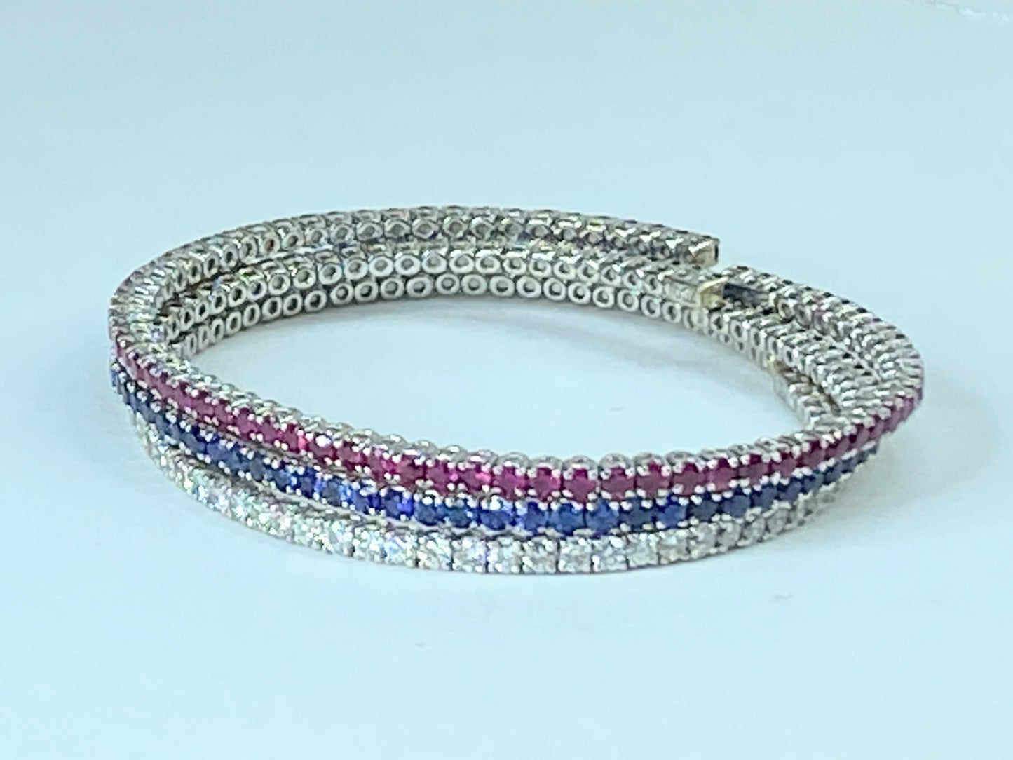 Large Advantage Bracelet Set in Sapphire, Diamond and Ruby 24g size 6.25" JR965