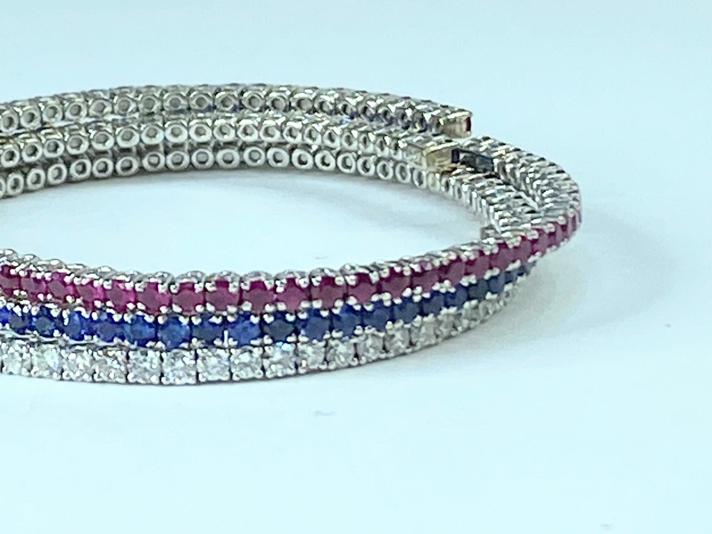 Large Advantage Bracelet Set in Sapphire, Diamond and Ruby 24g size 6.25" JR965