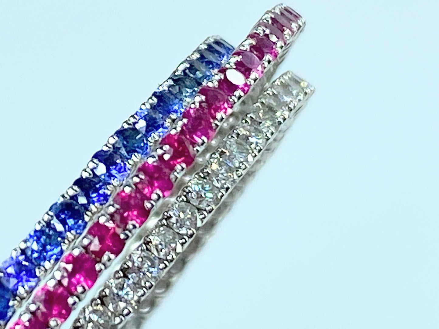 Large Advantage Bracelet Set in Sapphire, Diamond and Ruby 24g size 6.25" JR965