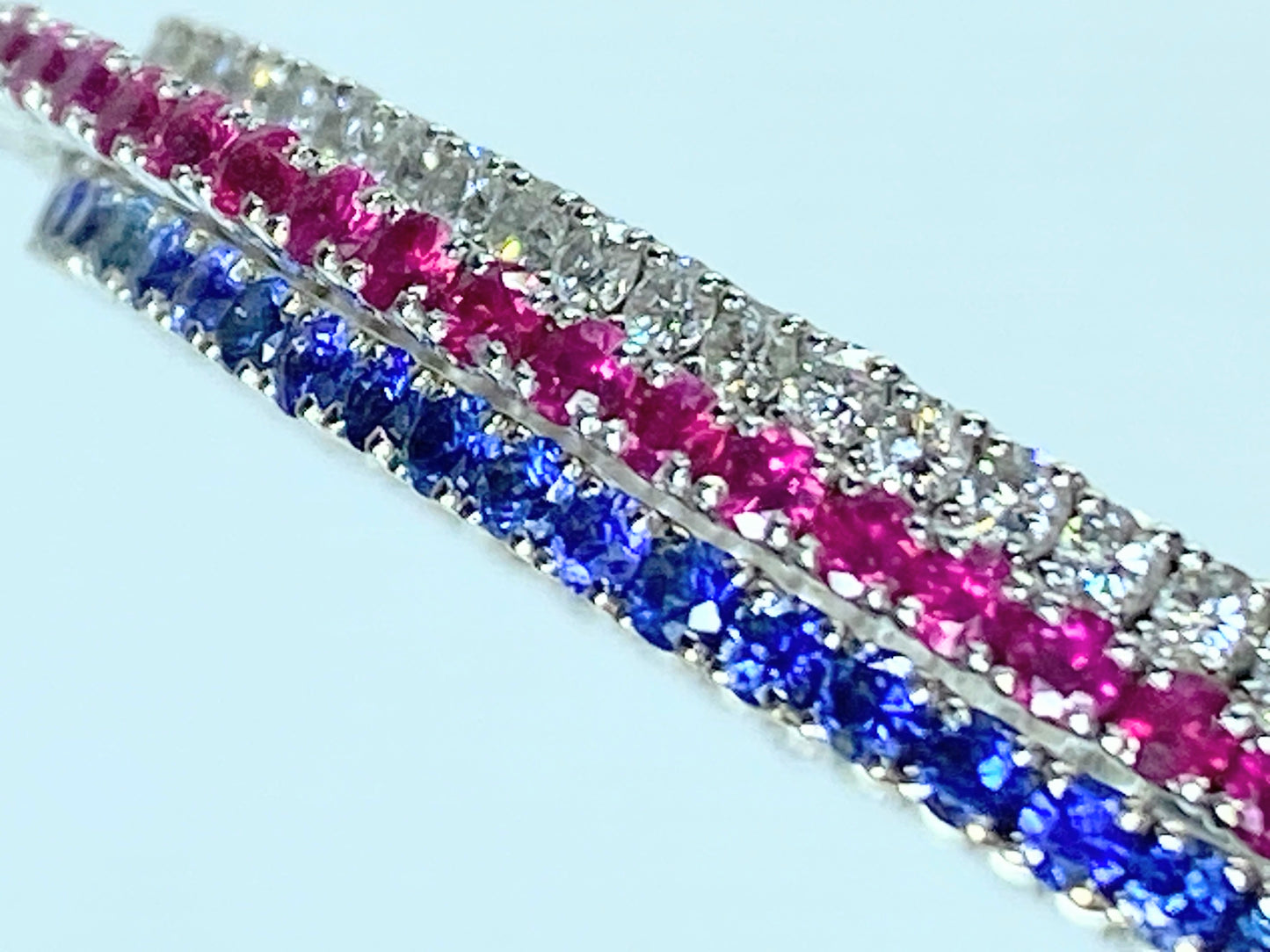 Large Advantage Bracelet Set in Sapphire, Diamond and Ruby 24g size 6.25" JR965