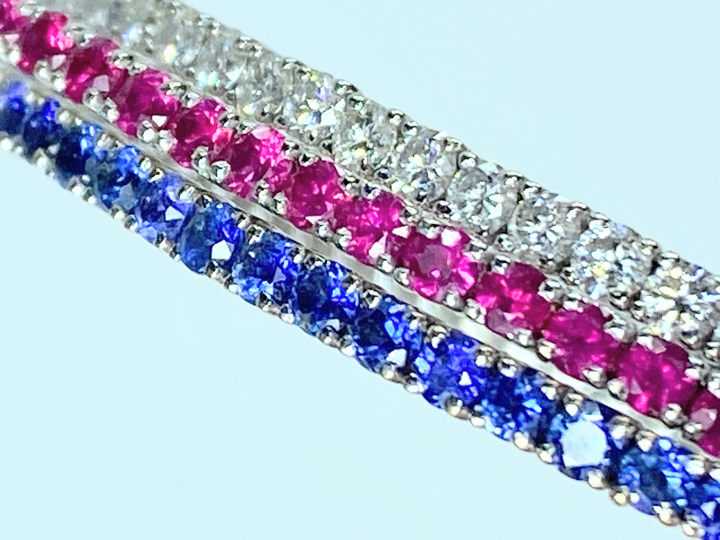 Large Advantage Bracelet Set in Sapphire, Diamond and Ruby 24g size 6.25" JR965