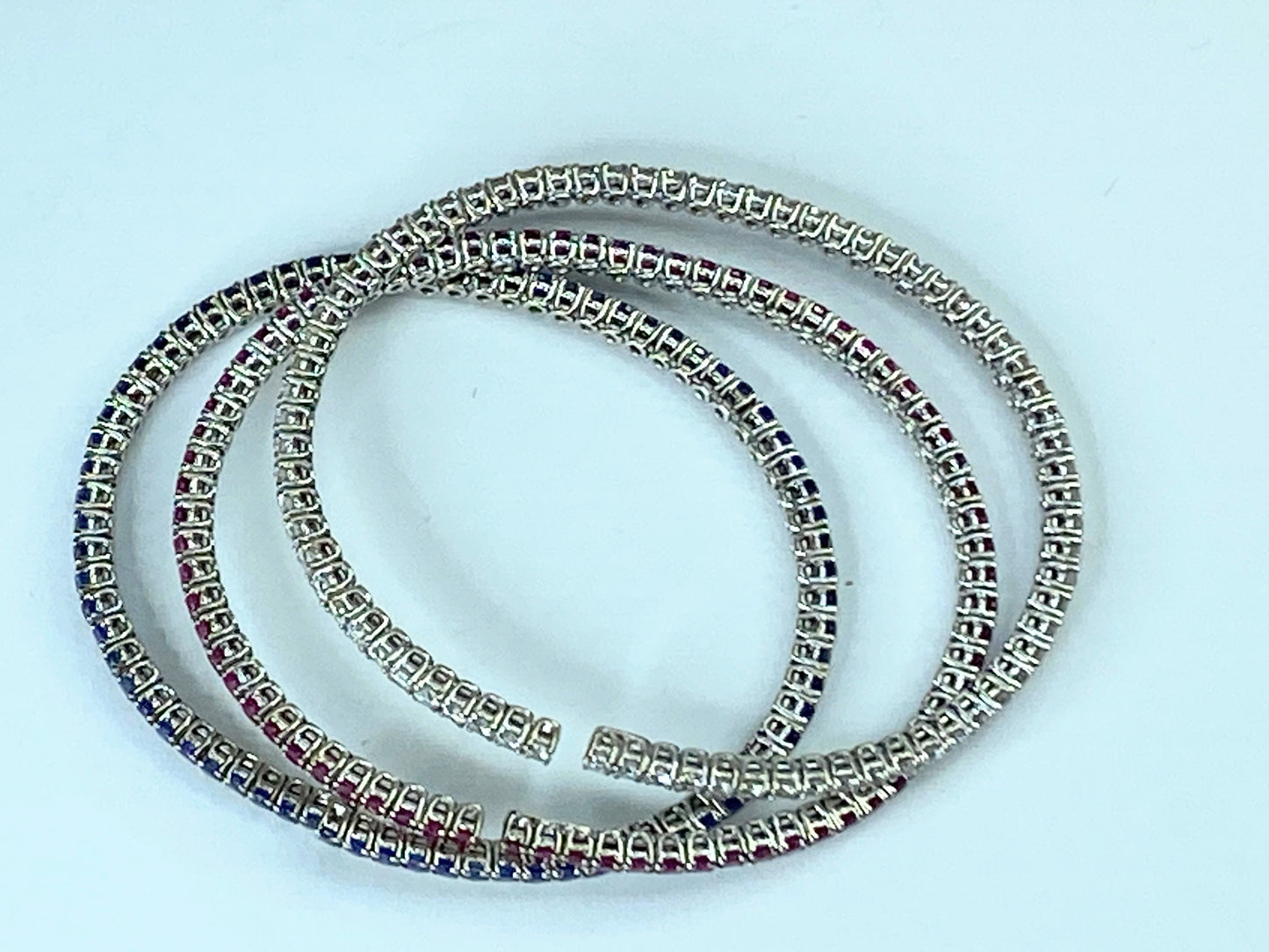 Large Advantage Bracelet Set in Sapphire, Diamond and Ruby 24g size 6.25" JR965