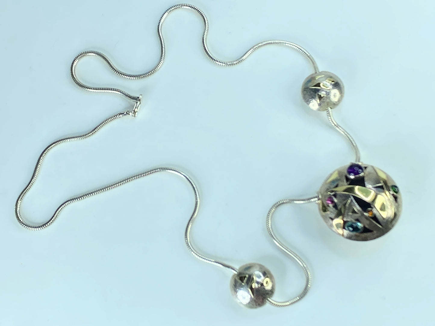 Signed Janet Sherman Gallery Artist 18K Gold Sterling Gemstone 44.1g JR416