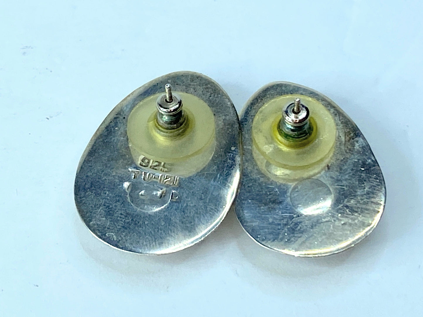 Sterling Silver 925 Pear shaped Black Onyx stud earrings.