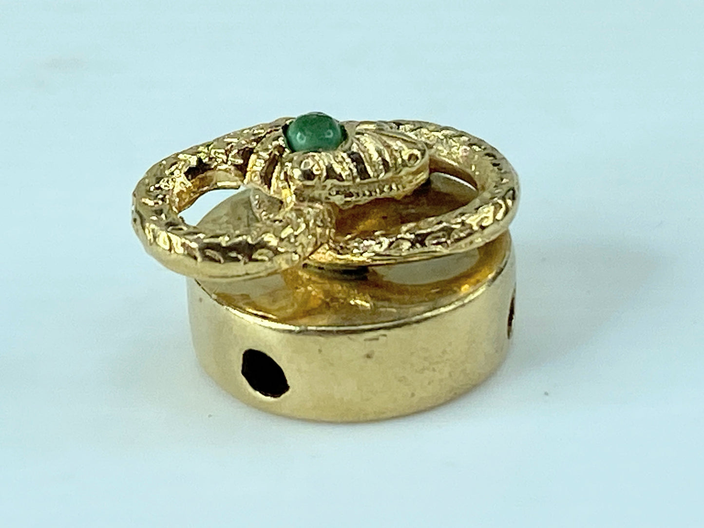 Antique 14K yellow gold Emerald Snake motif sliding charm 2.9g JR420