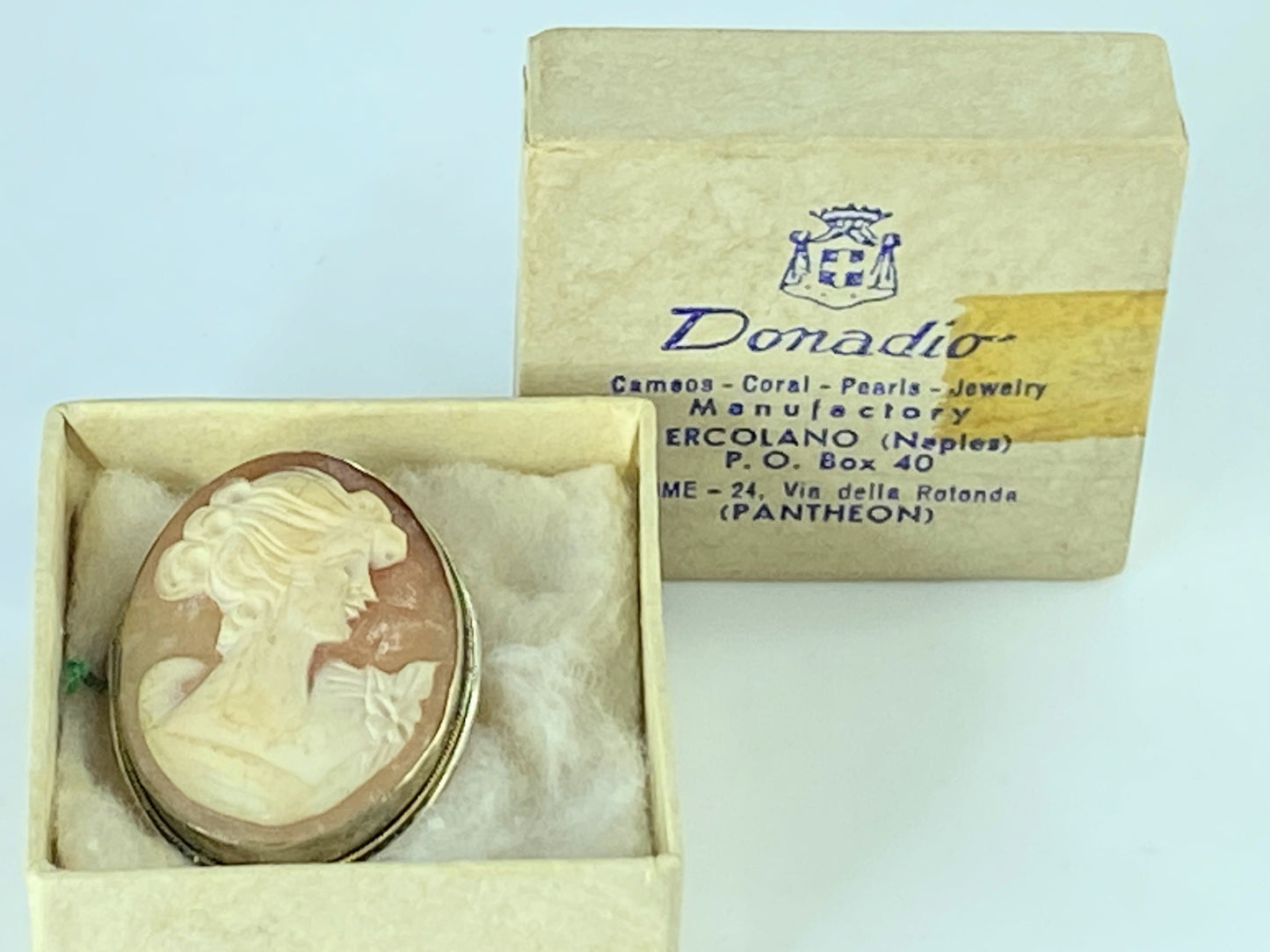 Vintage 900 silver Shell Cameo brooch in original box 33mm 5g JR422