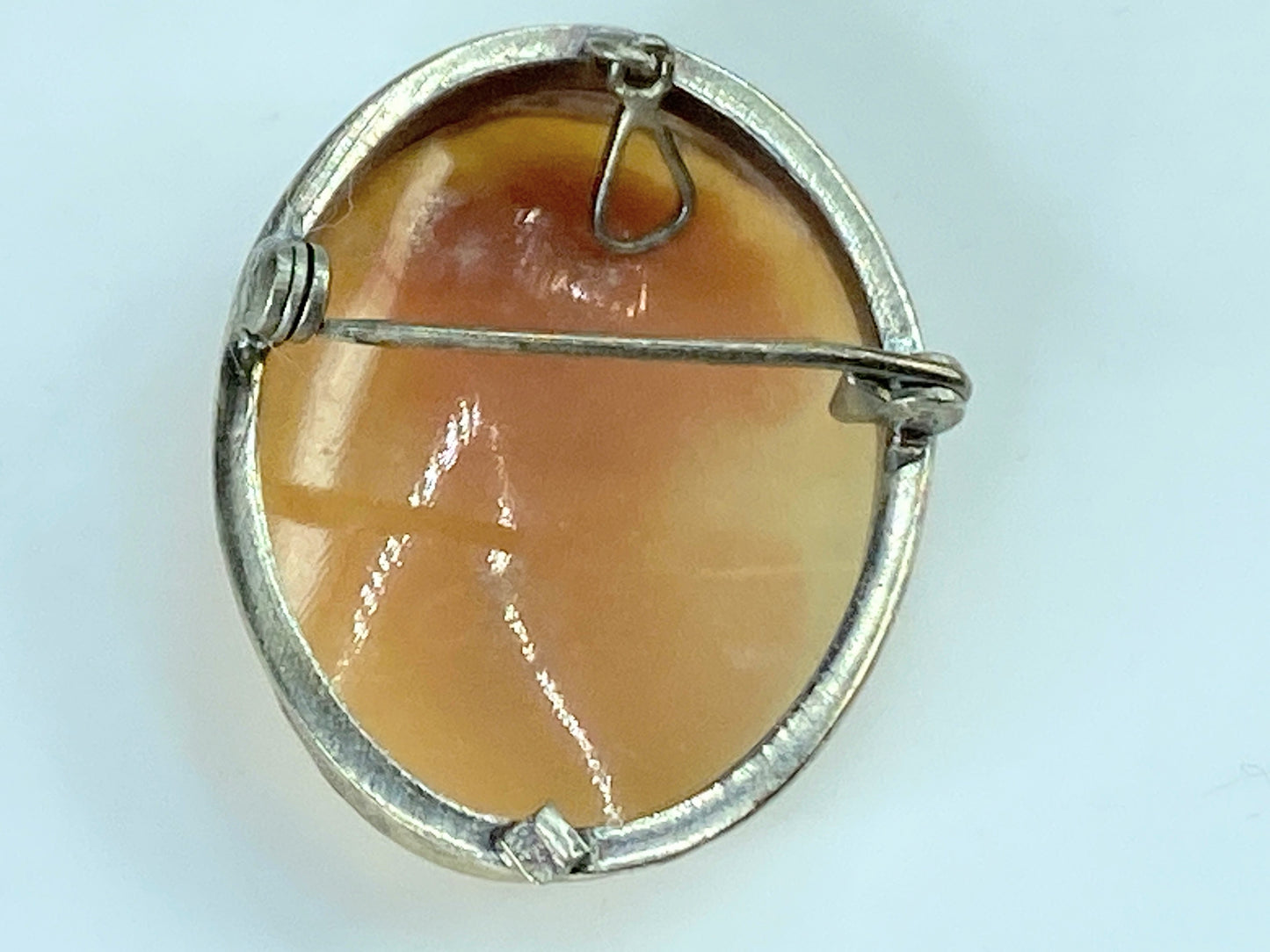 Vintage 900 silver Shell Cameo brooch in original box 33mm 5g JR422
