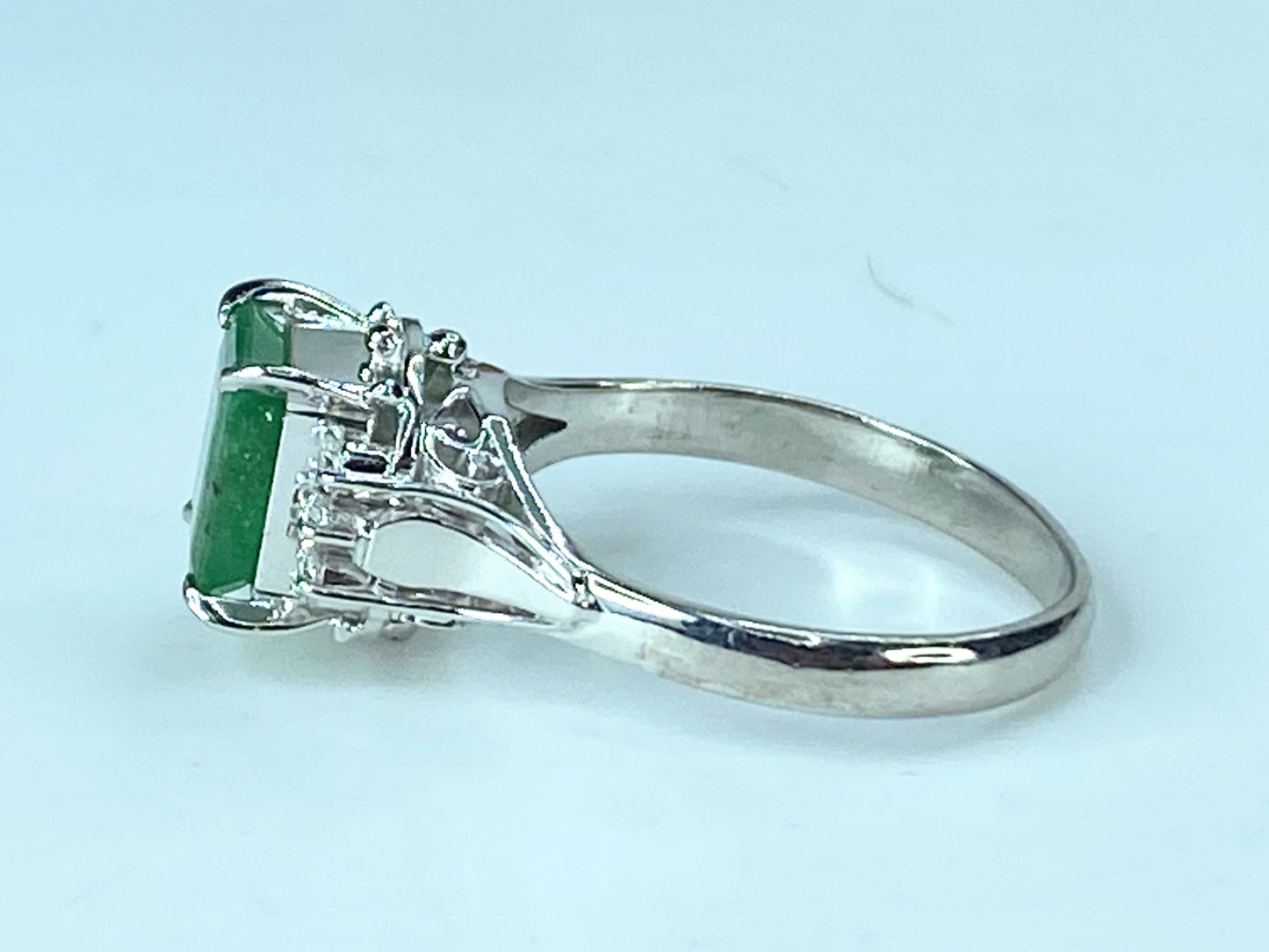 Certified Platinum 1.71 Natural Emerald G/VS 0.12 Diamond ring s7.5 5.6g JR424