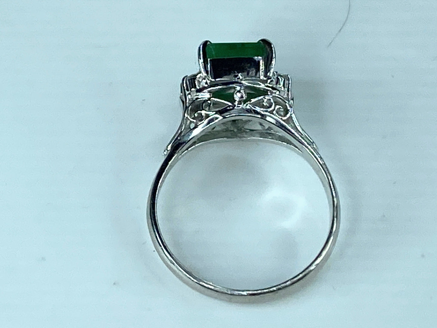 Certified Platinum 1.71 Natural Emerald G/VS 0.12 Diamond ring s7.5 5.6g JR424