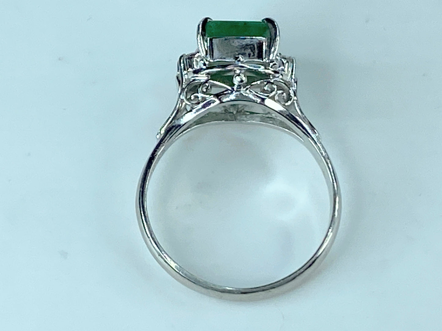 Certified Platinum 1.71 Natural Emerald G/VS 0.12 Diamond ring s7.5 5.6g JR424