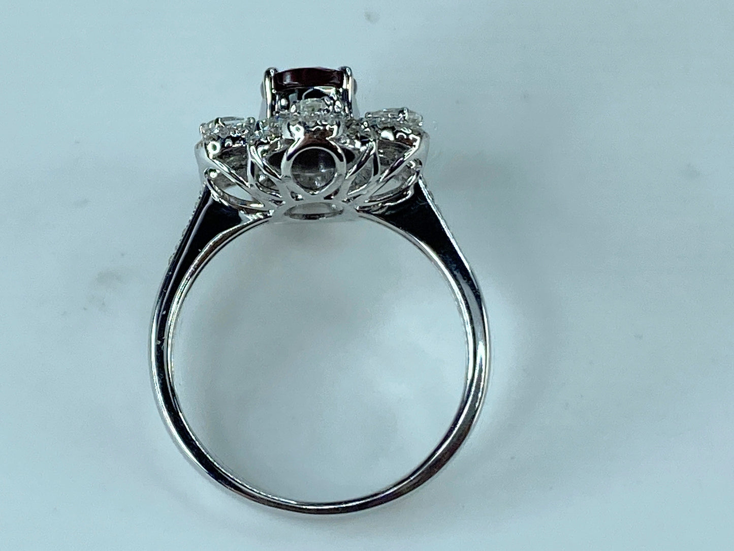 Certified 18K white gold 1.12ct Pigeon Blood Ruby 0.57ct Diamond ring s6.5 JR425