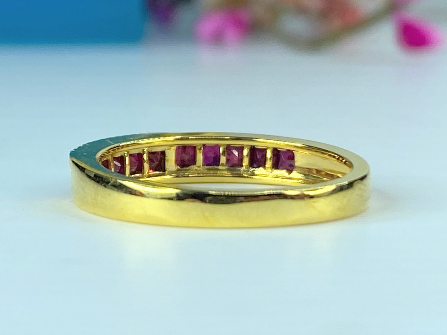 Certified 18K 0.6ct Pigeon Blood Ruby 0.13ct G/VS1 Diamond band s6.75 JR426