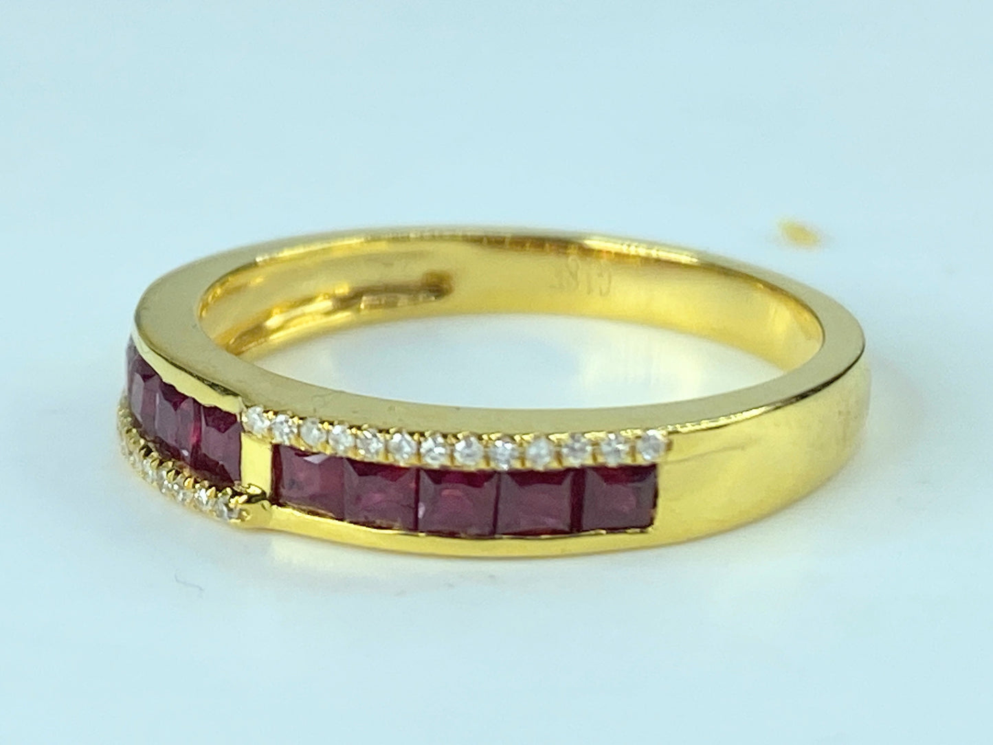 Certified 18K 0.6ct Pigeon Blood Ruby 0.13ct G/VS1 Diamond band s6.75 JR426