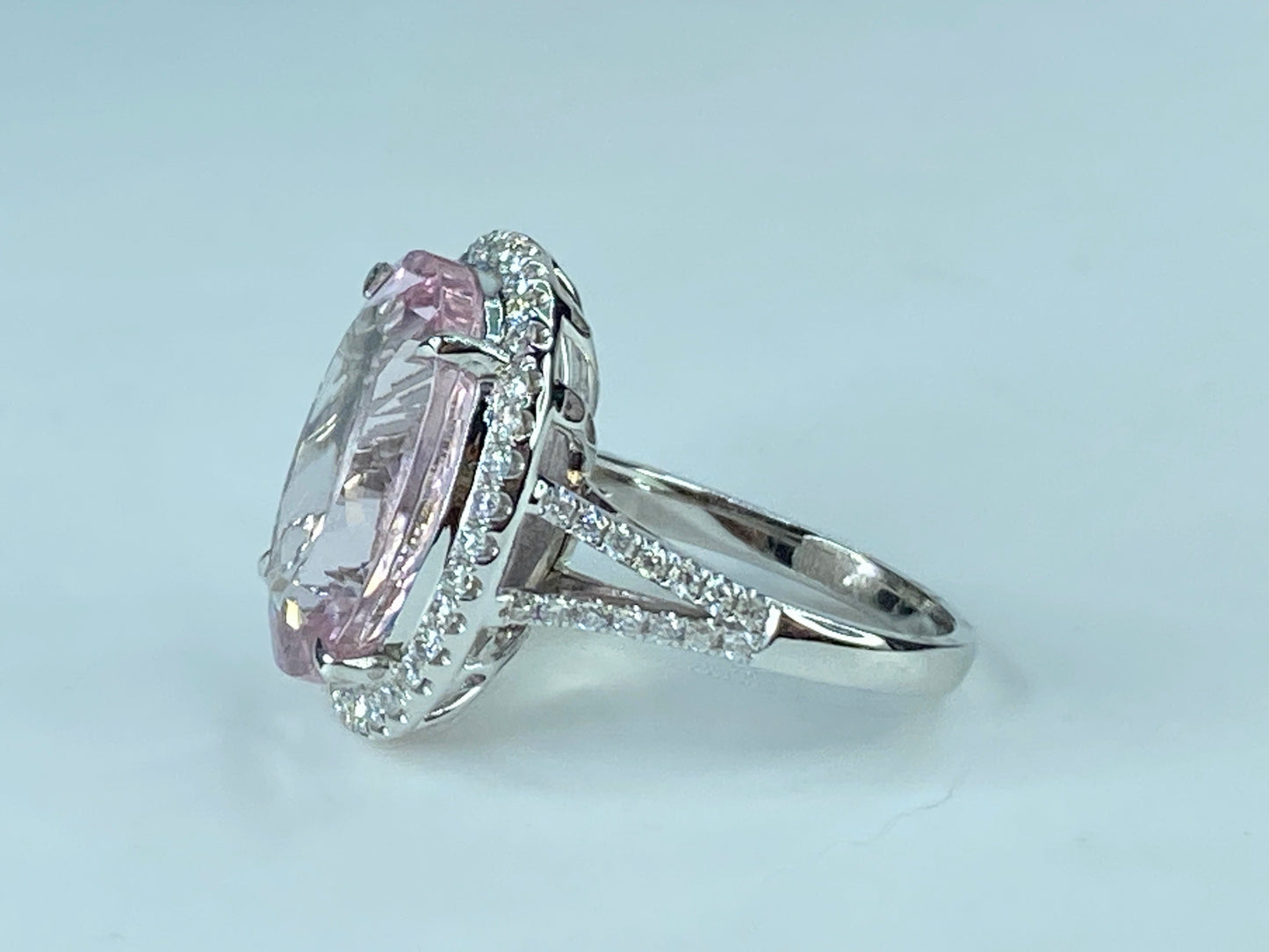 Certified 18K gold 11.3ct Morganite 0.9ct G/VS diamond ring 20.7g s6.5 JR427