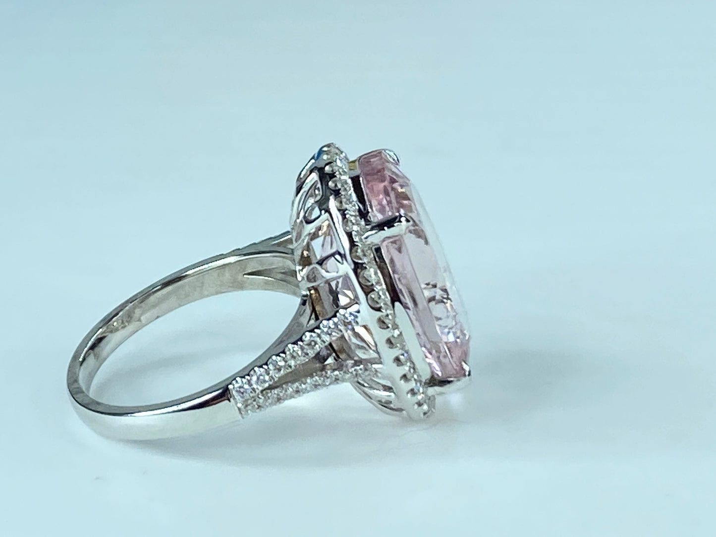 Certified 18K gold 11.3ct Morganite 0.9ct G/VS diamond ring 20.7g s6.5 JR427
