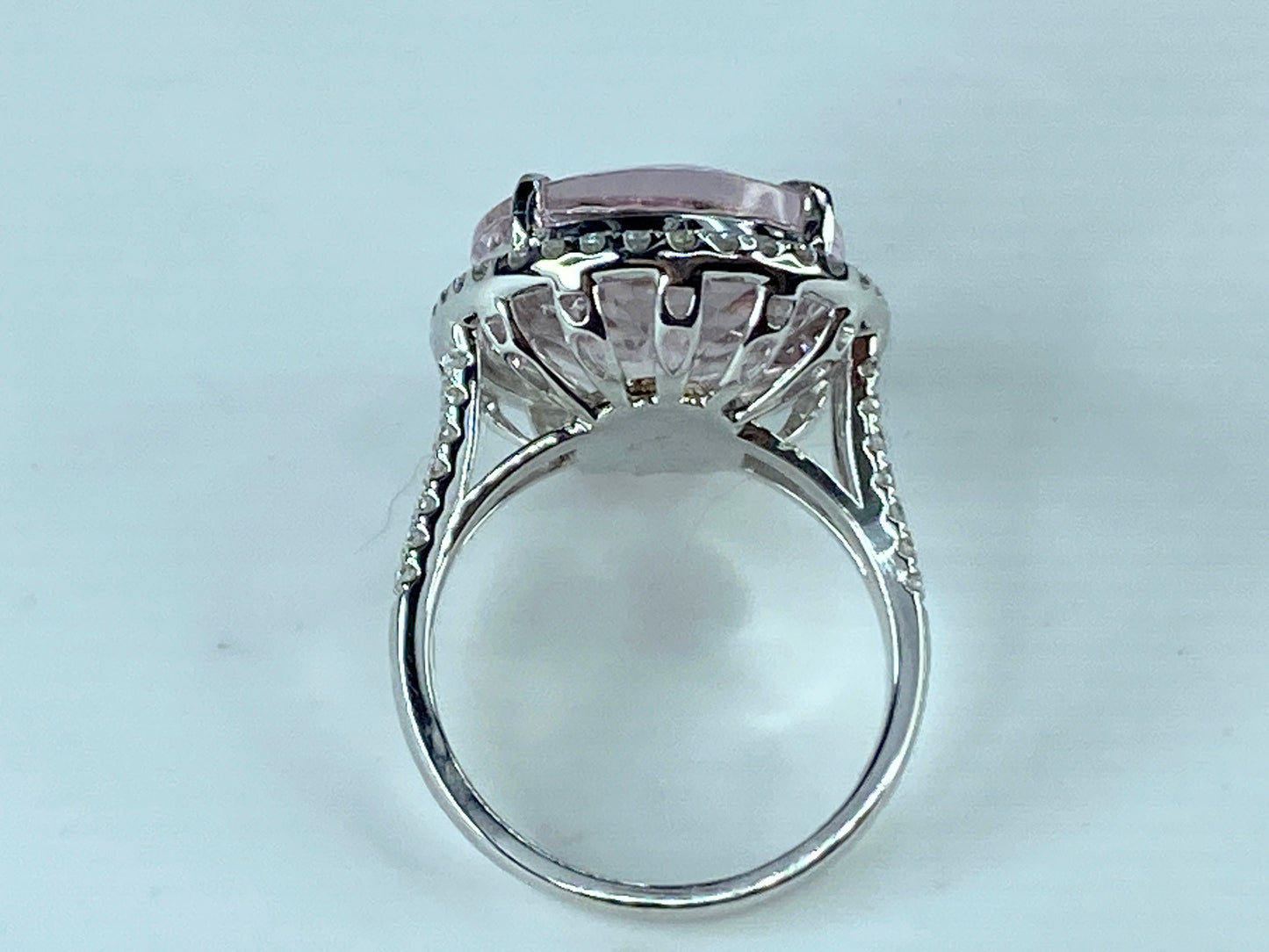 Certified 18K gold 11.3ct Morganite 0.9ct G/VS diamond ring 20.7g s6.5 JR427