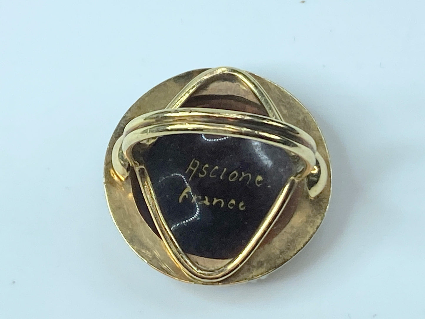 Victorian Revival France Ascione 14K painted porcelain seed pearls ring
