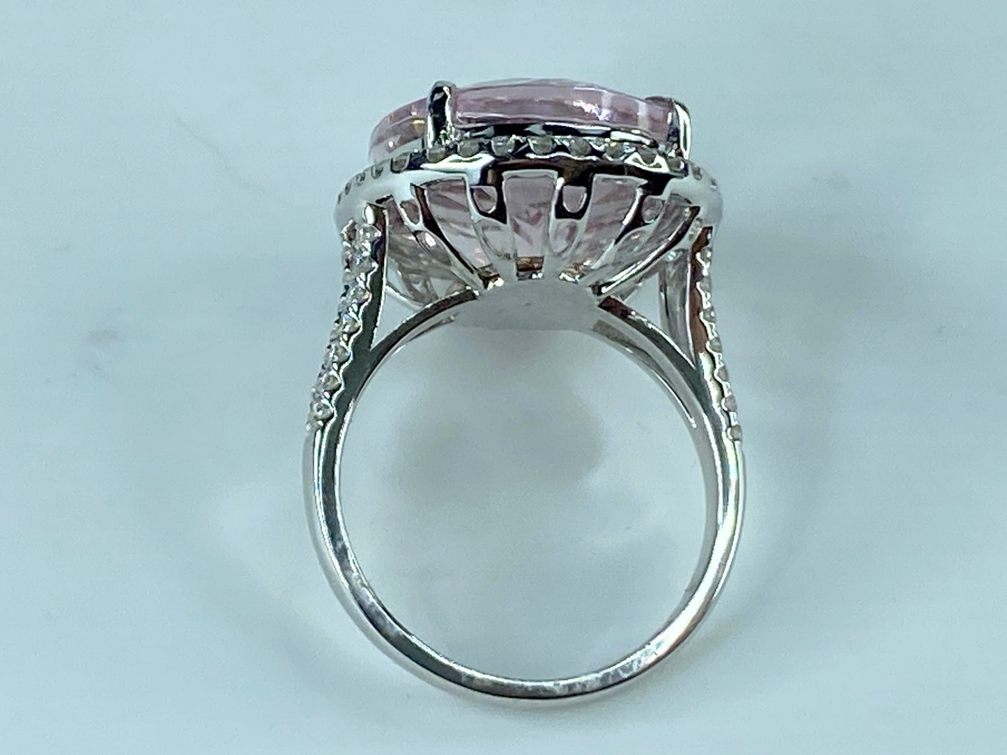 Certified 18K gold 11.3ct Morganite 0.9ct G/VS diamond ring 20.7g s6.5 JR427