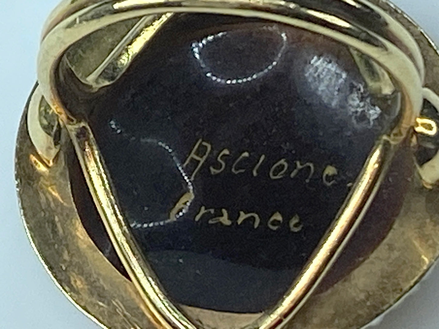 Victorian Revival France Ascione 14K painted porcelain seed pearls ring