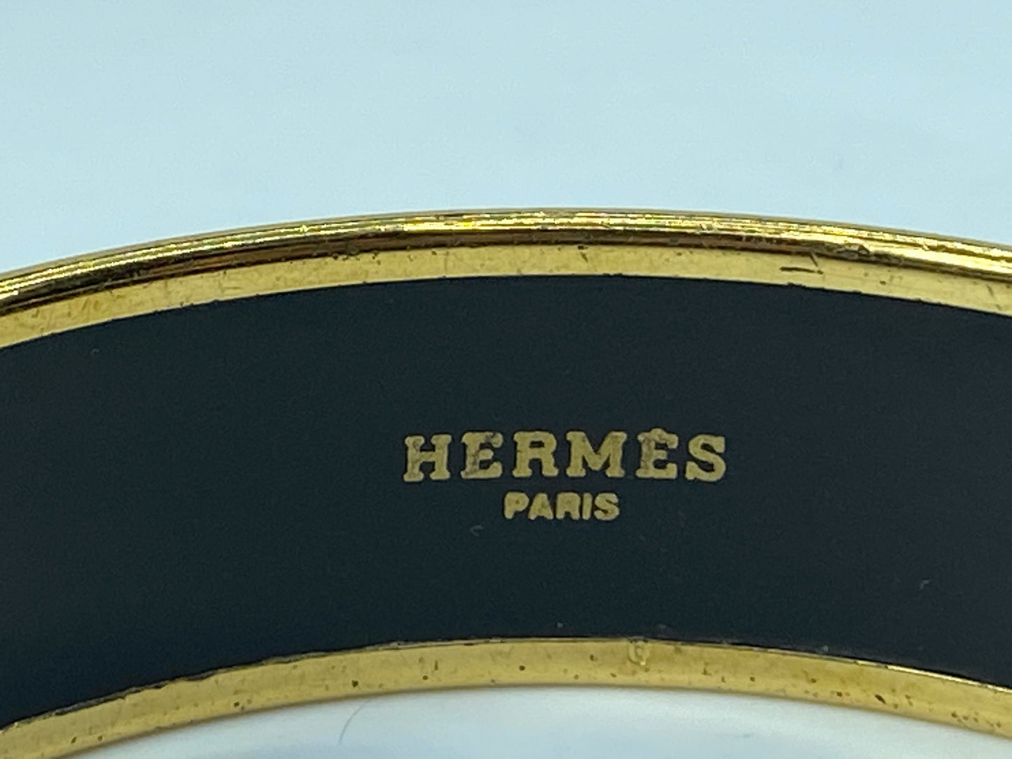 Hermes Lion Head Fountain Printed Enamel Bangle Bracelet PM 15mm 8" GS363