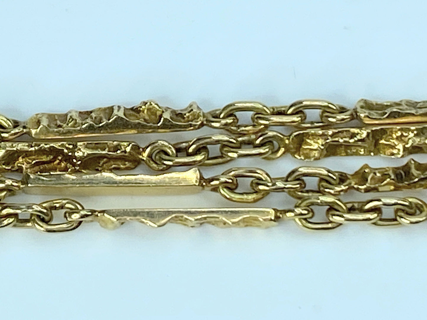 Gorgeous 14K gold 3.0mm nugget bar link extra long chain 29.25"