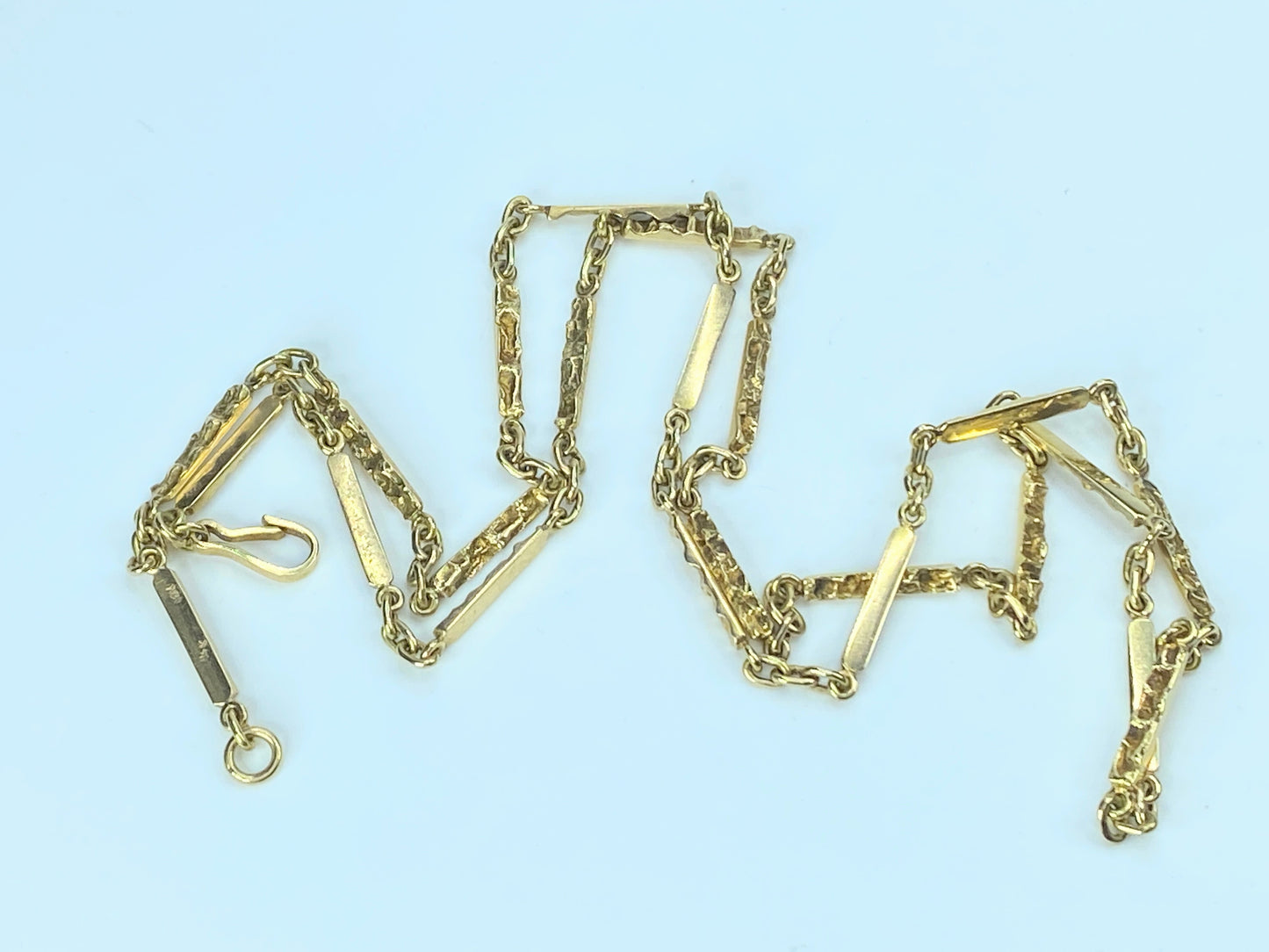 Gorgeous 14K gold 3.0mm nugget bar link extra long chain 29.25"
