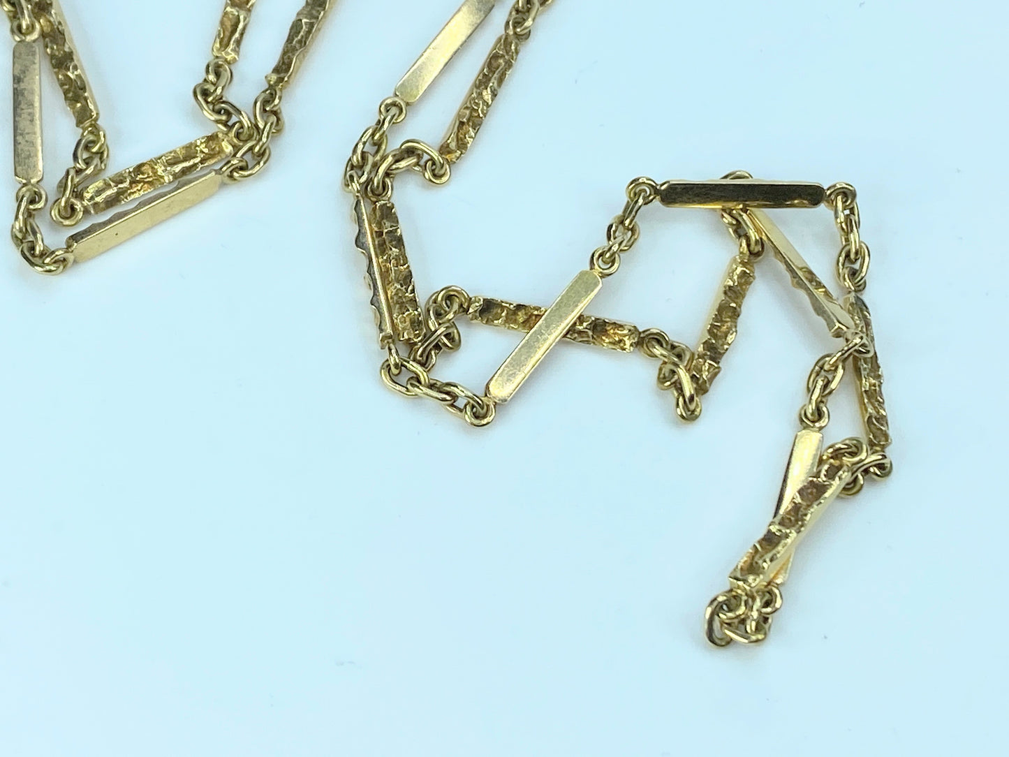 Gorgeous 14K gold 3.0mm nugget bar link extra long chain 29.25"