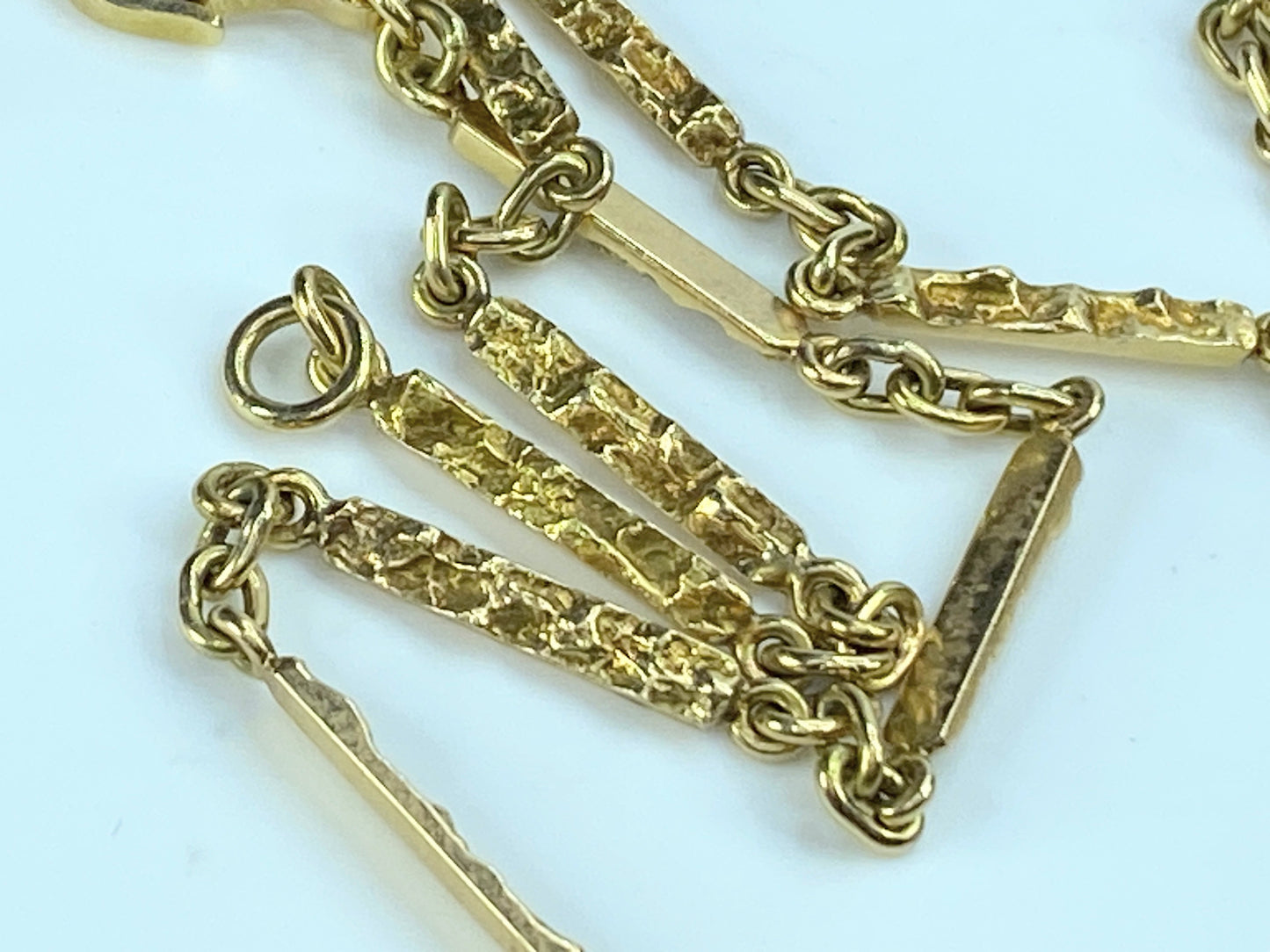 Gorgeous 14K gold 3.0mm nugget bar link extra long chain 29.25"