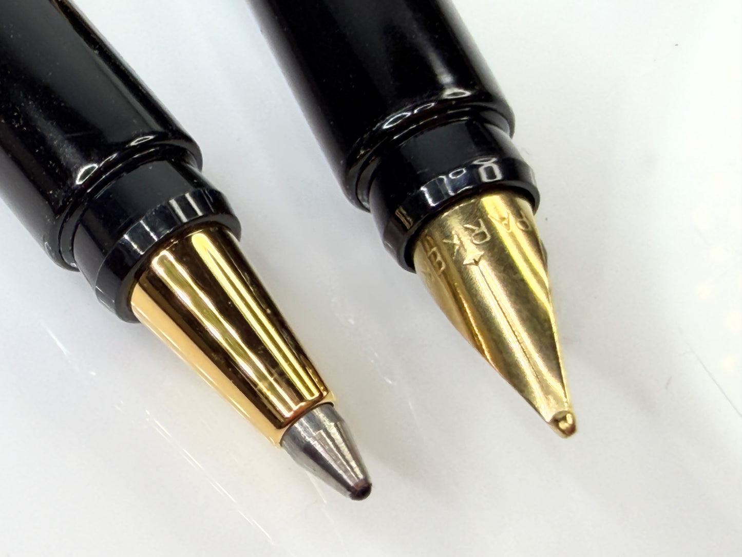 Vintage Parker Black Lacquer Fountain Pen Ballpoint Set Boxed SS257
