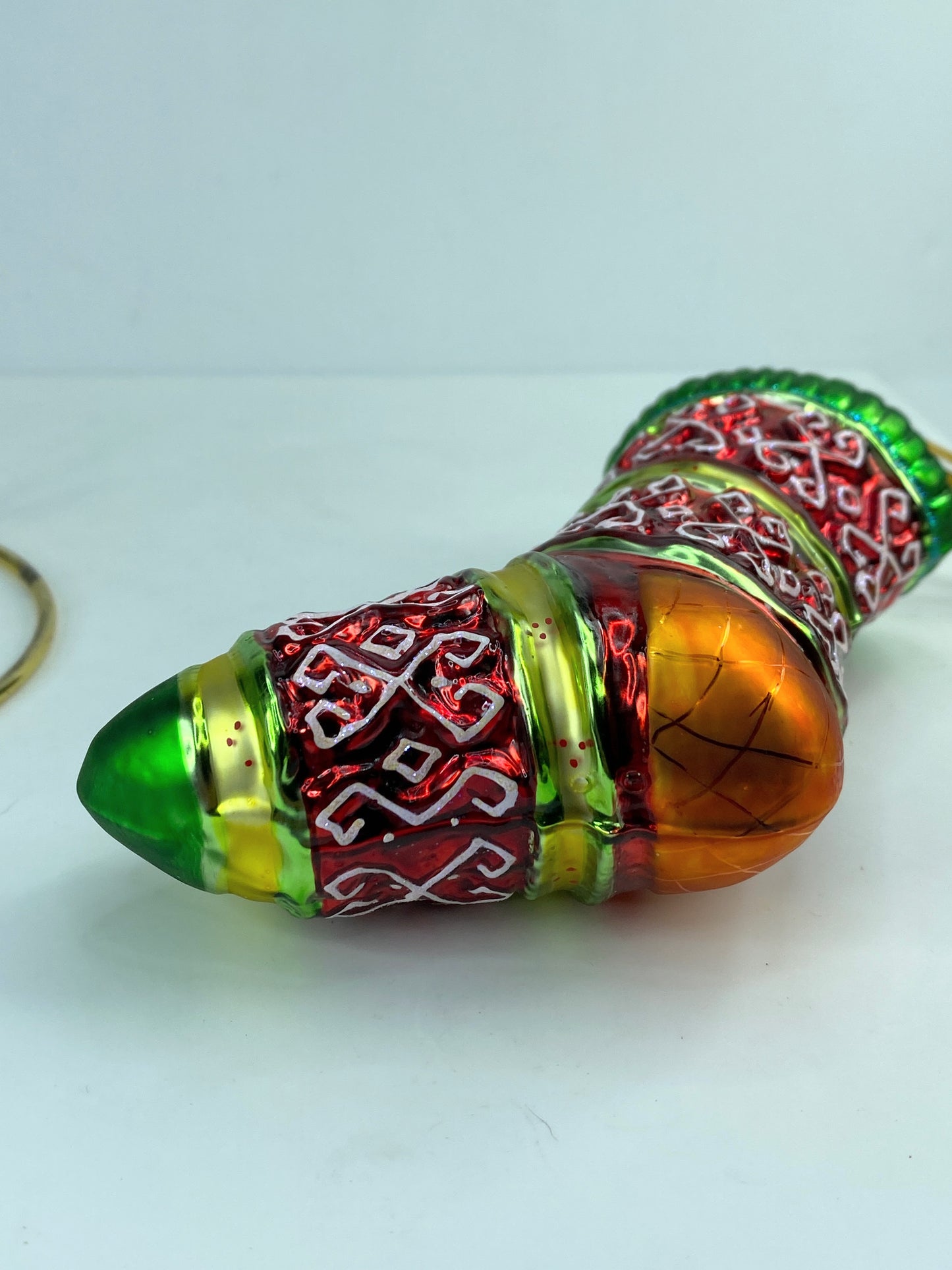 Christopher Radko Ski Knit Stocking, Glass, Ornament Christmas Chimney NX16