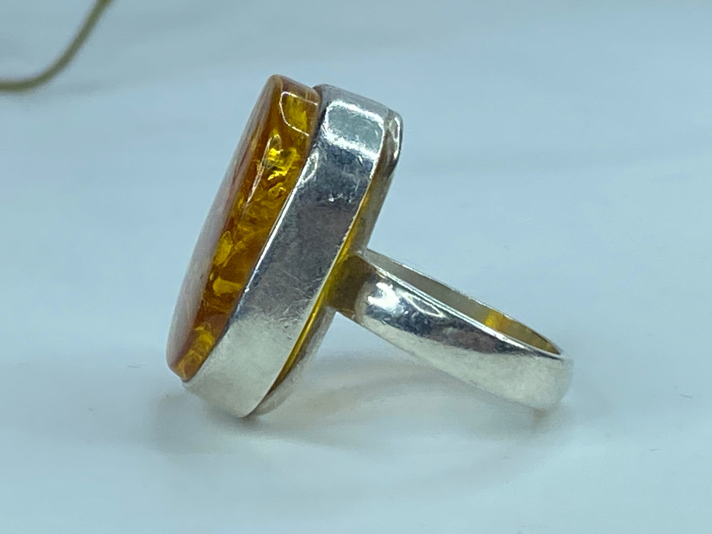 Authentic Baltic Amber .925 Sterling Silver Mid-century s5.5 6.3g JR295